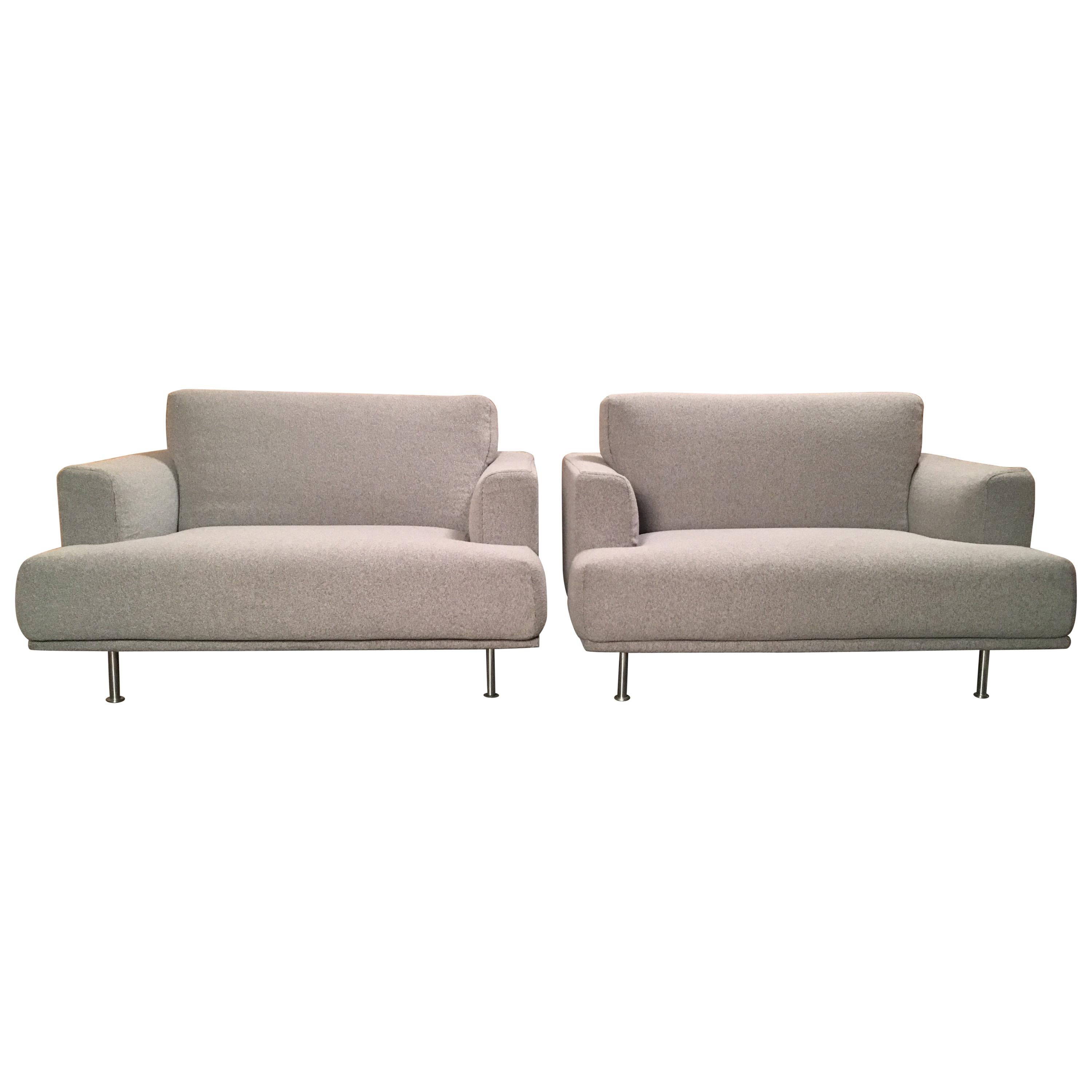 Cassina “253 Nest” Chairs in Grey Wool by Piero Lissoni
