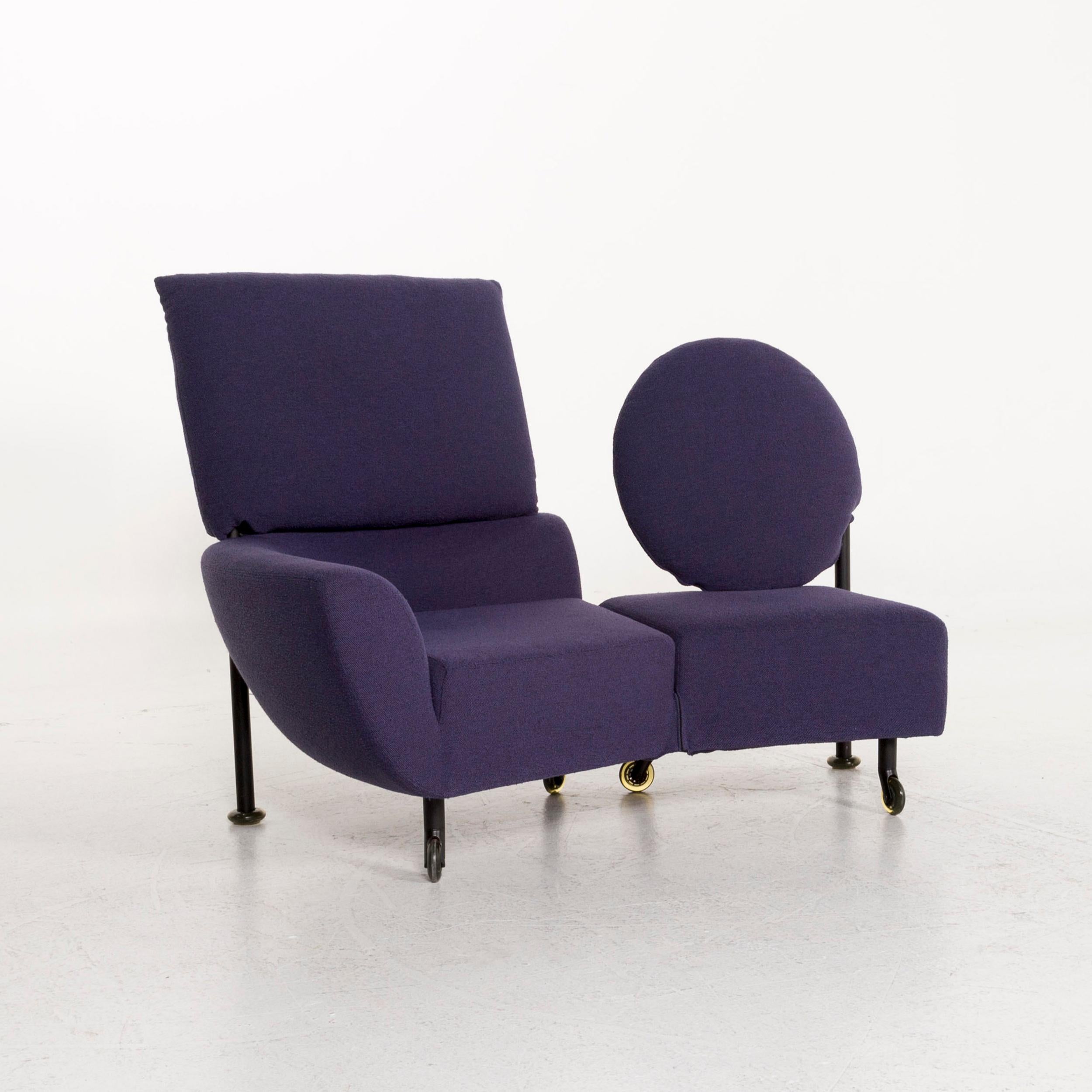 Italian Cassina 290 TopKapi Fabric Sofa Violet Two-Seat Function Relax Function Couch