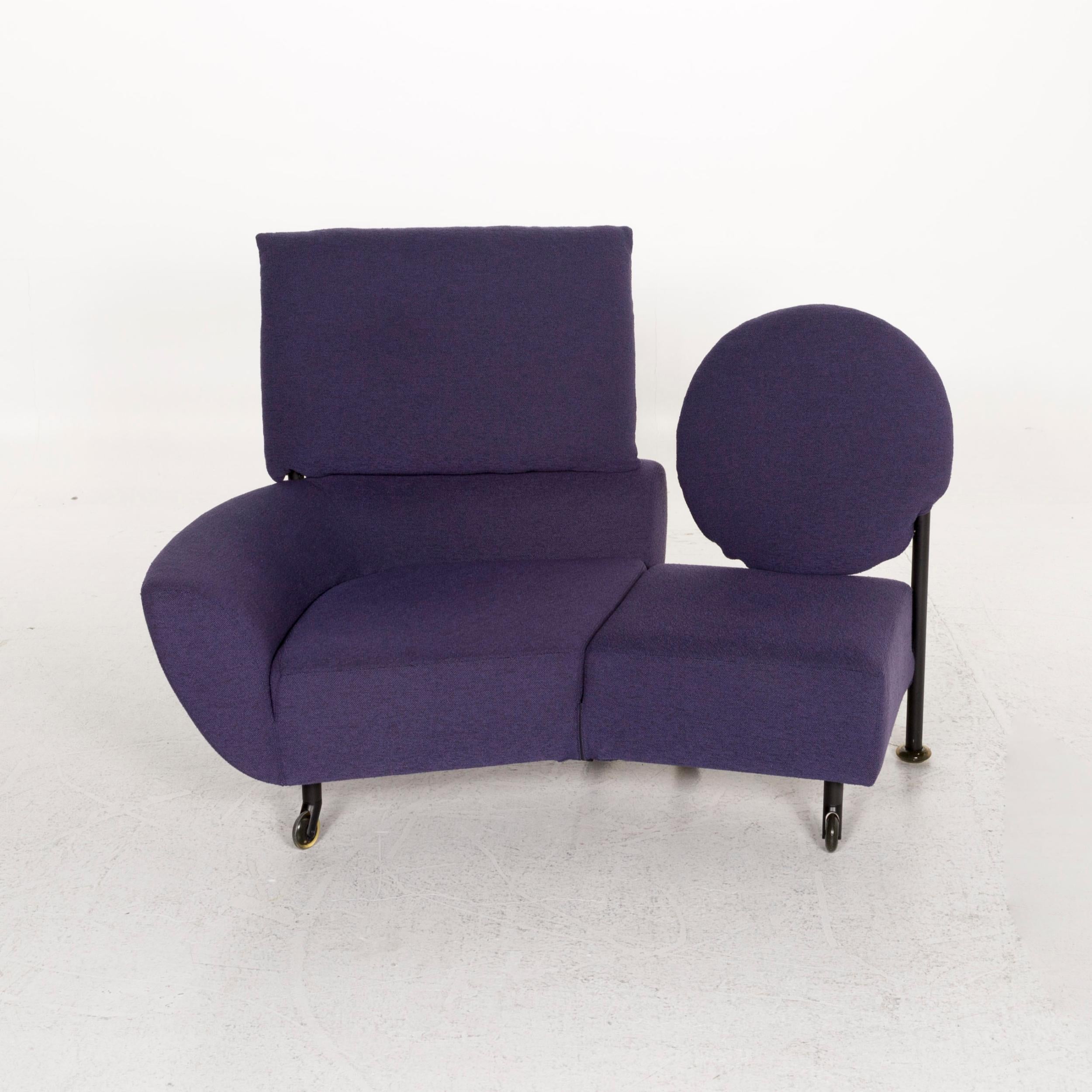 Cassina 290 TopKapi Fabric Sofa Violet Two-Seat Function Relax Function Couch In Excellent Condition In Cologne, DE