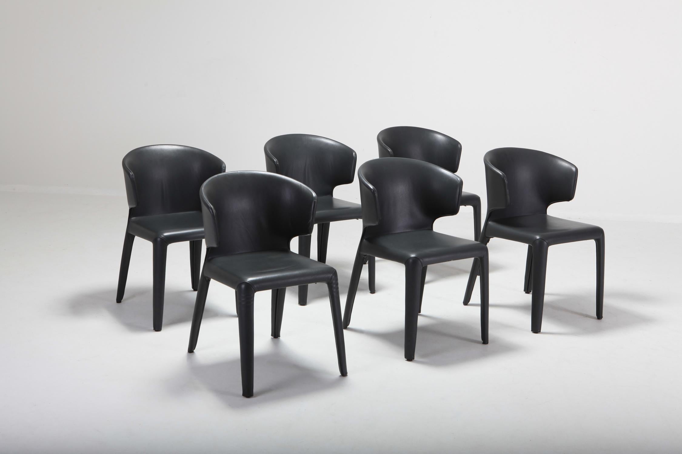 Cassina 367 Hola Stühle von Hannes Wettstein Vollleder Version (Postmoderne)