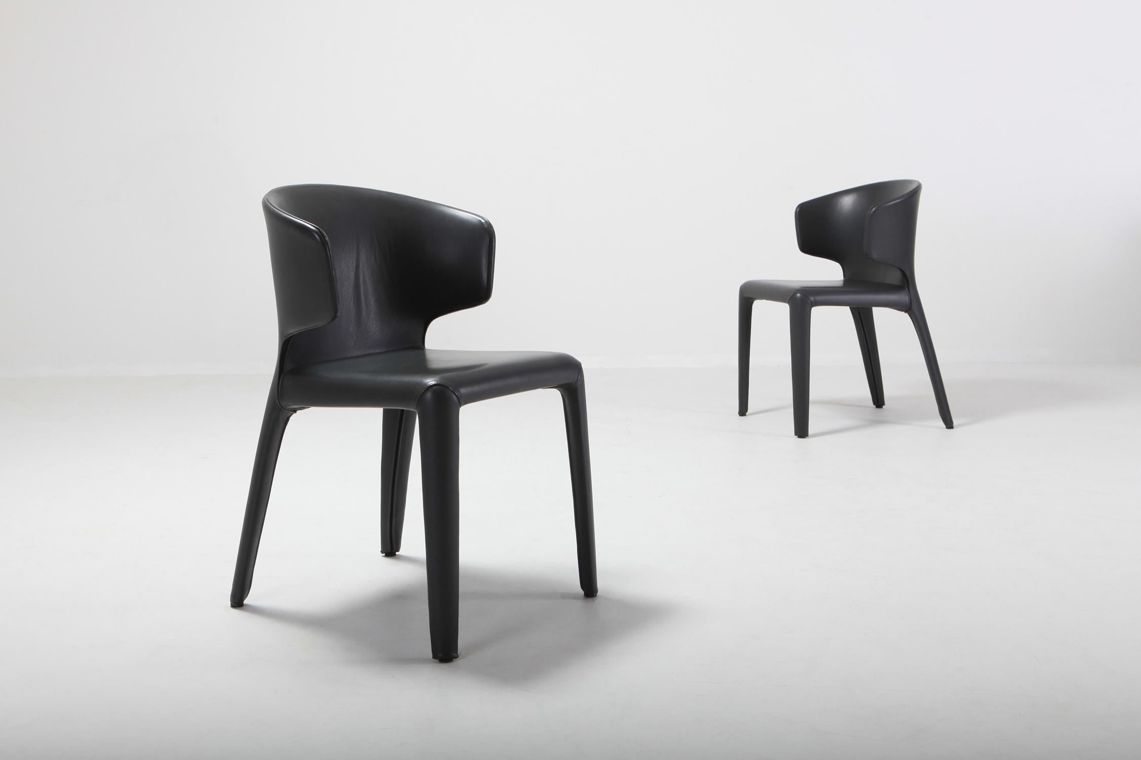 Post-Modern Cassina 367 Hola Chairs by Hannes Wettstein Full Leather Version