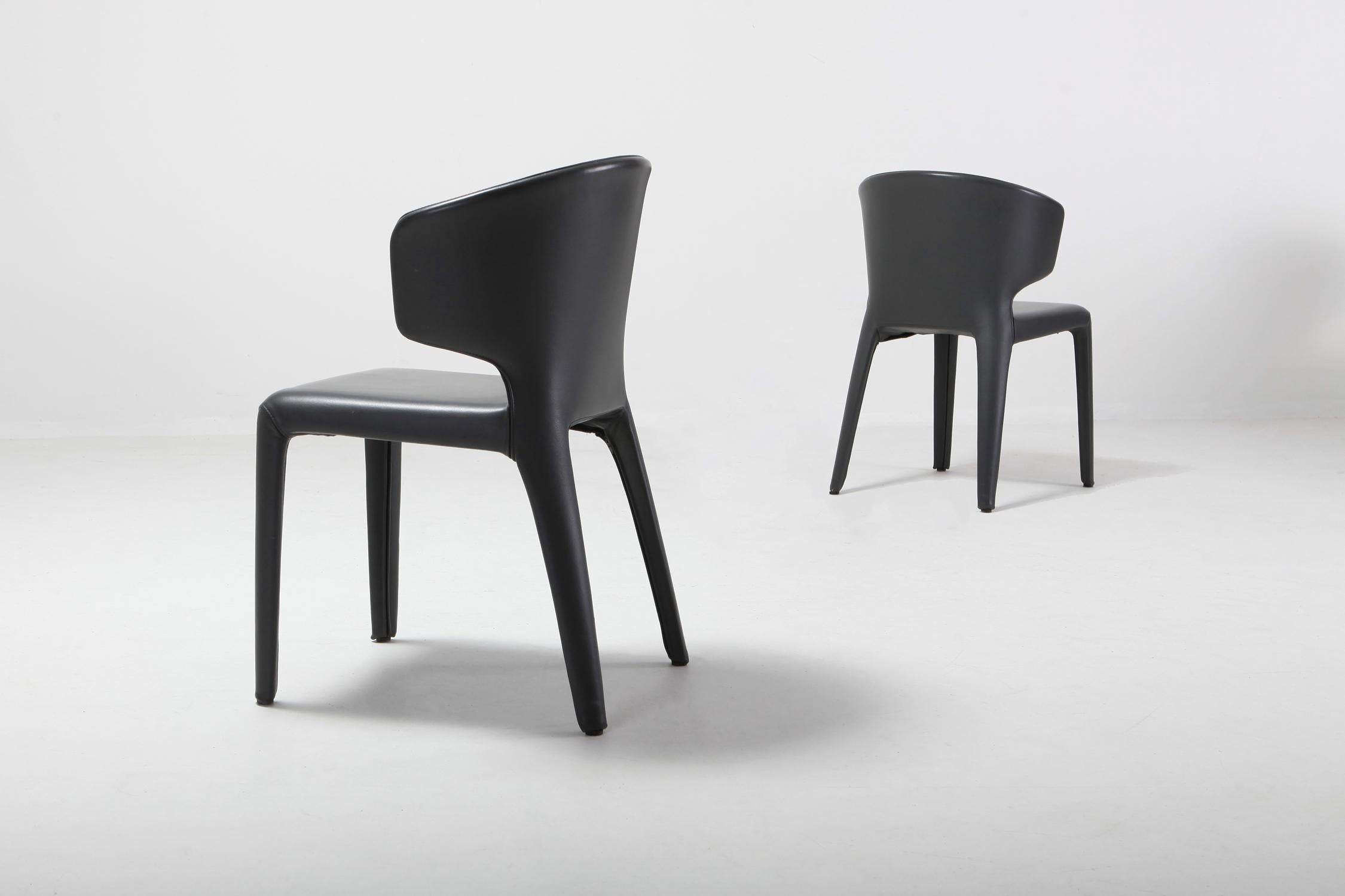 Italian Cassina 367 Hola Chairs by Hannes Wettstein Full Leather Version