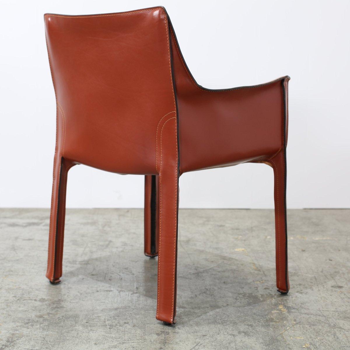 Pelle Poltrone Cassina 413 Cab di Mario Bellini, set di quattro persone in vendita