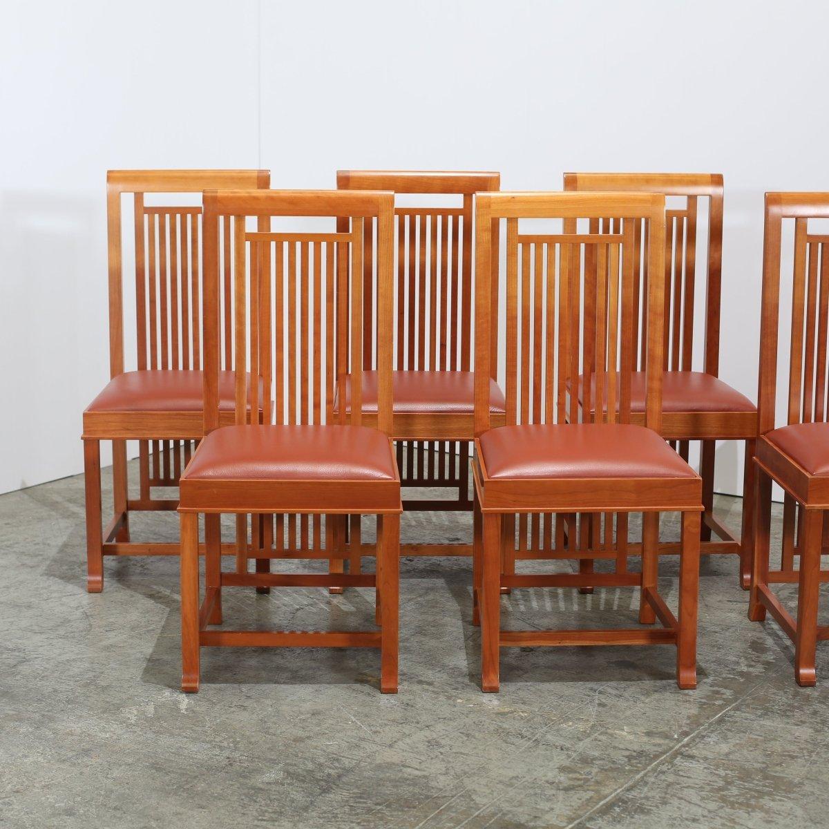 Italian Cassina 614 Coonley 2 Chairs by Frank Lloyd Wright, Set of Six For Sale