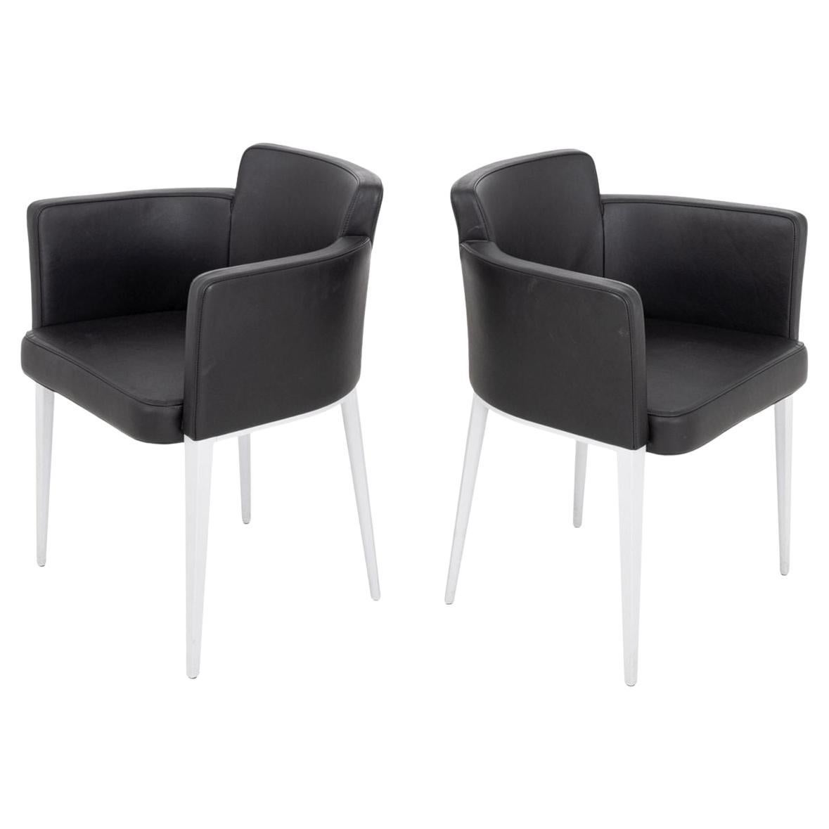 Paire de fauteuils club en cuir Cassina Ariane en vente
