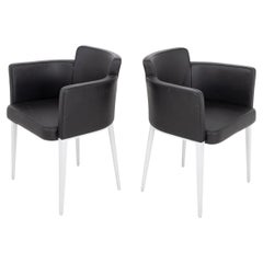 Paire de fauteuils club en cuir Cassina Ariane