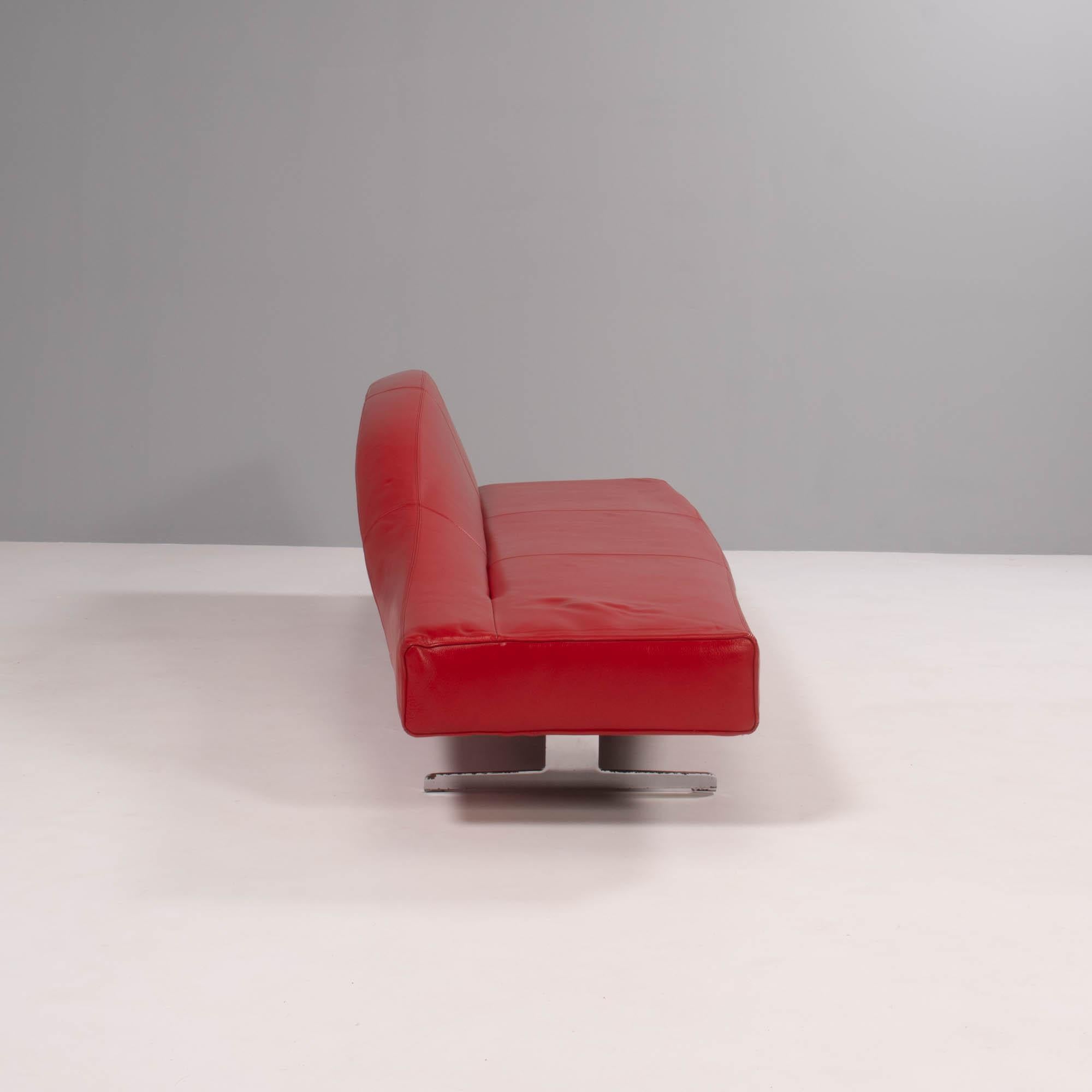 Italian Cassina Asped Red Leather Sofa Byjean-Marie Massaud, 2005 For Sale