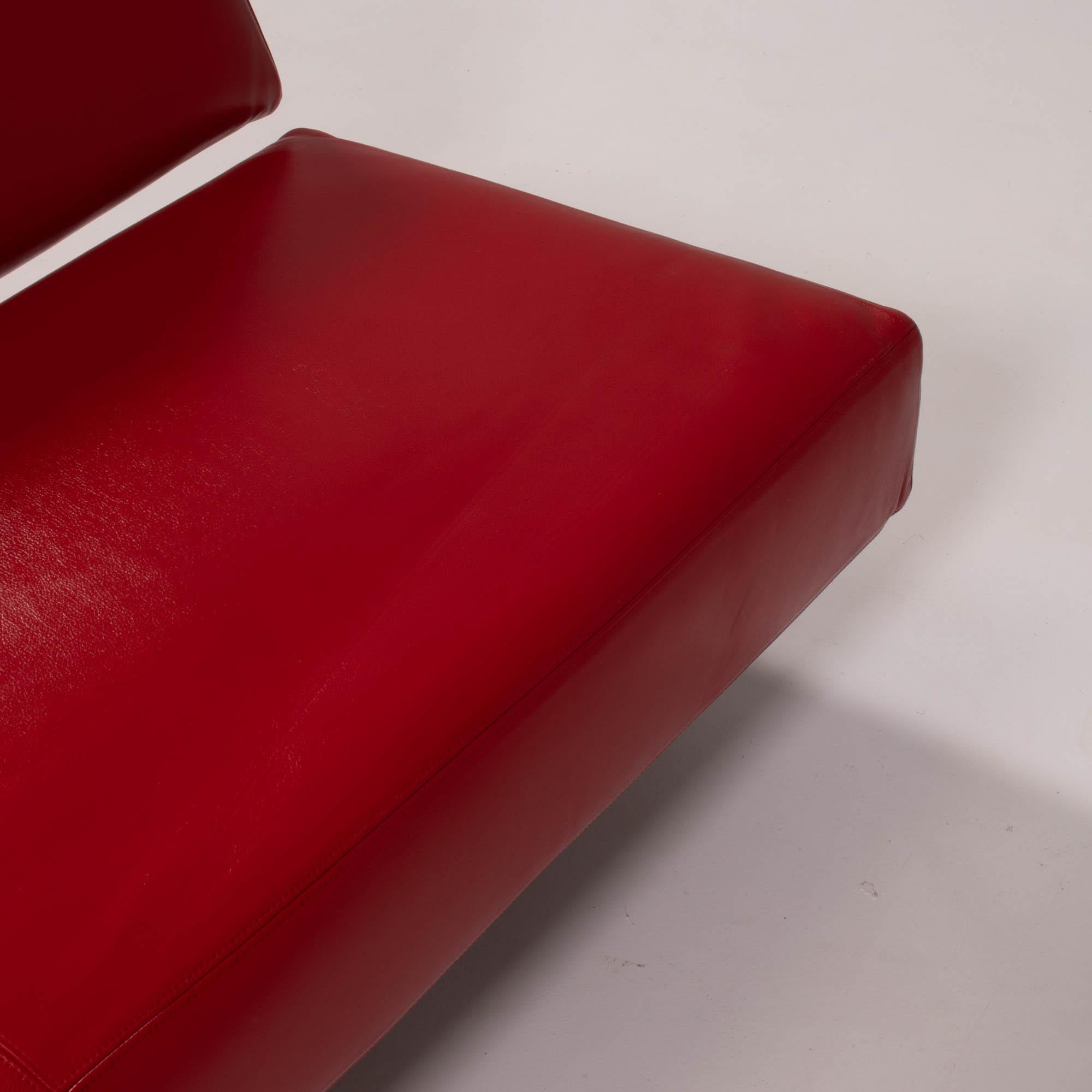 Cassina Asped Red Leather Sofa Byjean-Marie Massaud, 2005 3