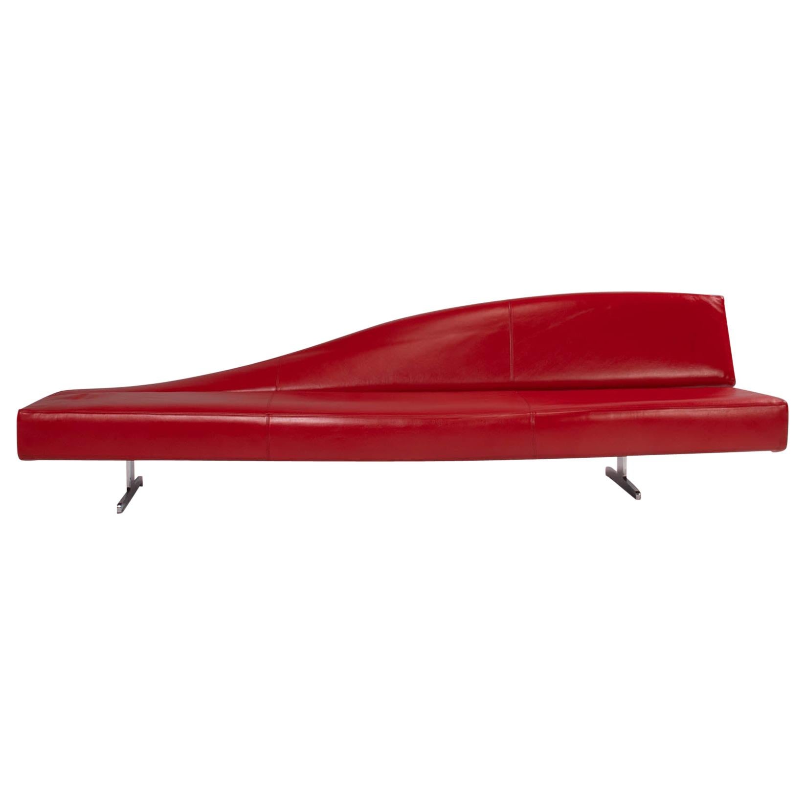 Canapé Cassina en cuir rouge façonné par Byjean-Marie Massaud, 2005