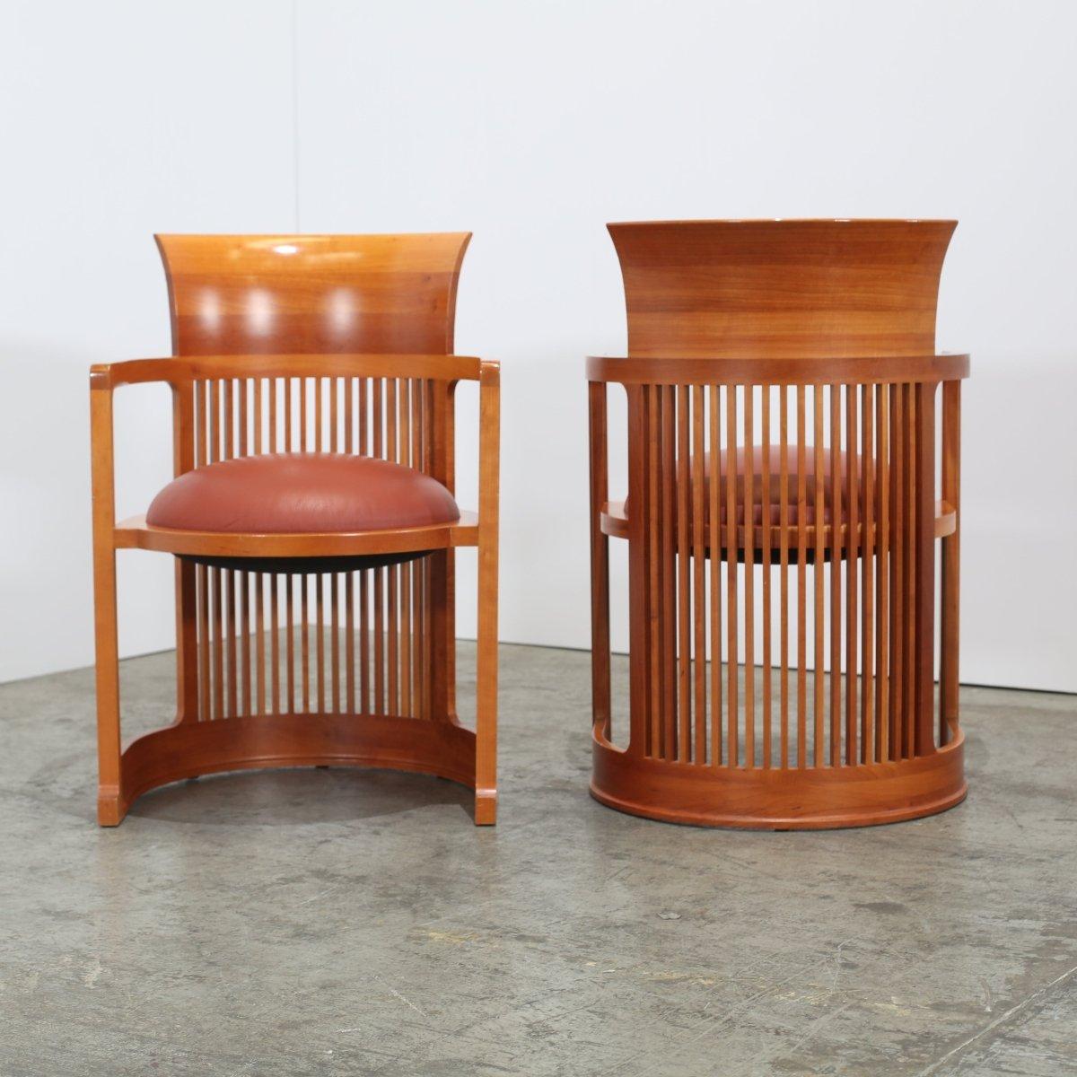 20th Century Cassina Barrel Chairs by Frank Lloyd Wright, Set of Two For Sale