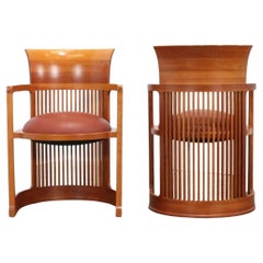 Cassina Barrel Chairs by Frank Lloyd Wright, Set of Two