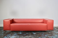 Cassina “Big Blox” 3-Seat Sofa Bed in Deep Red Leather