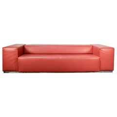 Used Cassina “Big Blox” 3-Seat Sofa Bed in Deep Red Leather