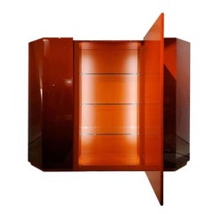 Cassina Bramante Glossy Rosso Lacquered Cabinet with LED by Kazuhide Takahama