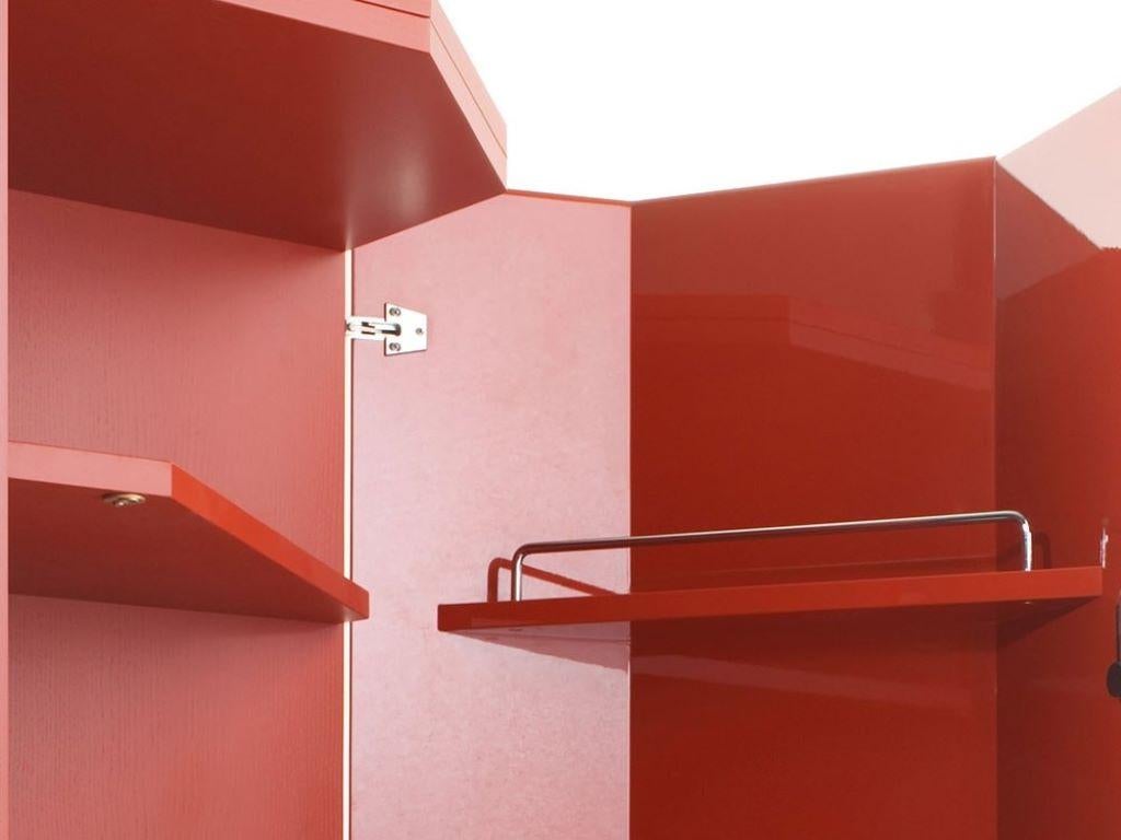 Modern Cassina Bramante Glossy Rosso Lacquered Cabinet with LED by Kazuhide Takahama