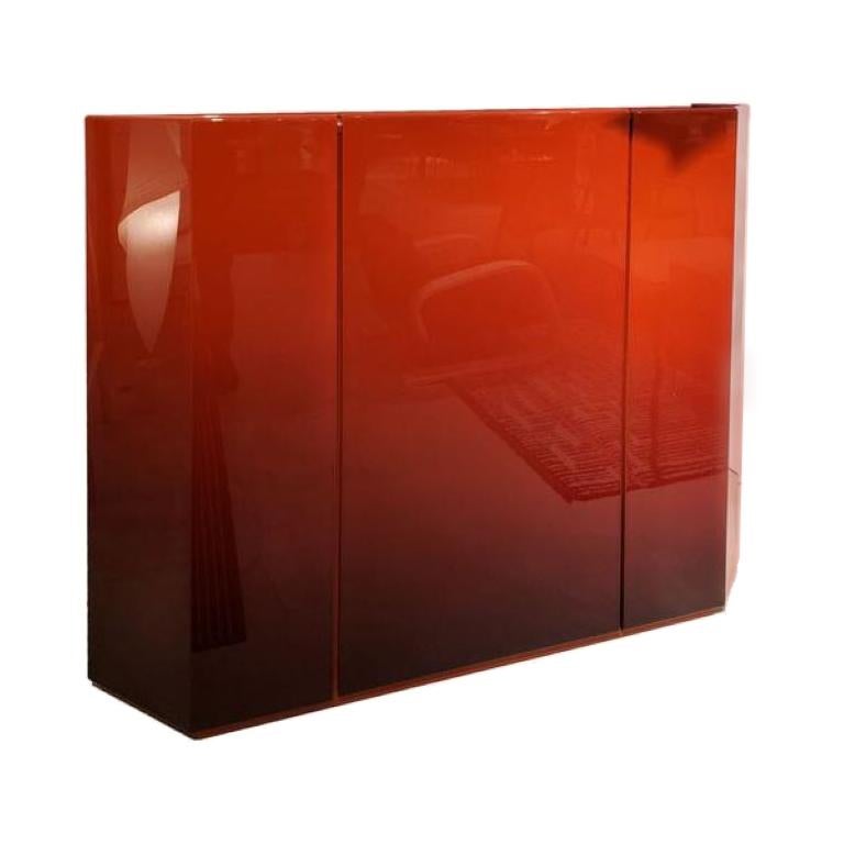 Cassina Bramante Glossy Rosso Lacquered Cabinet with LED by Kazuhide Takahama