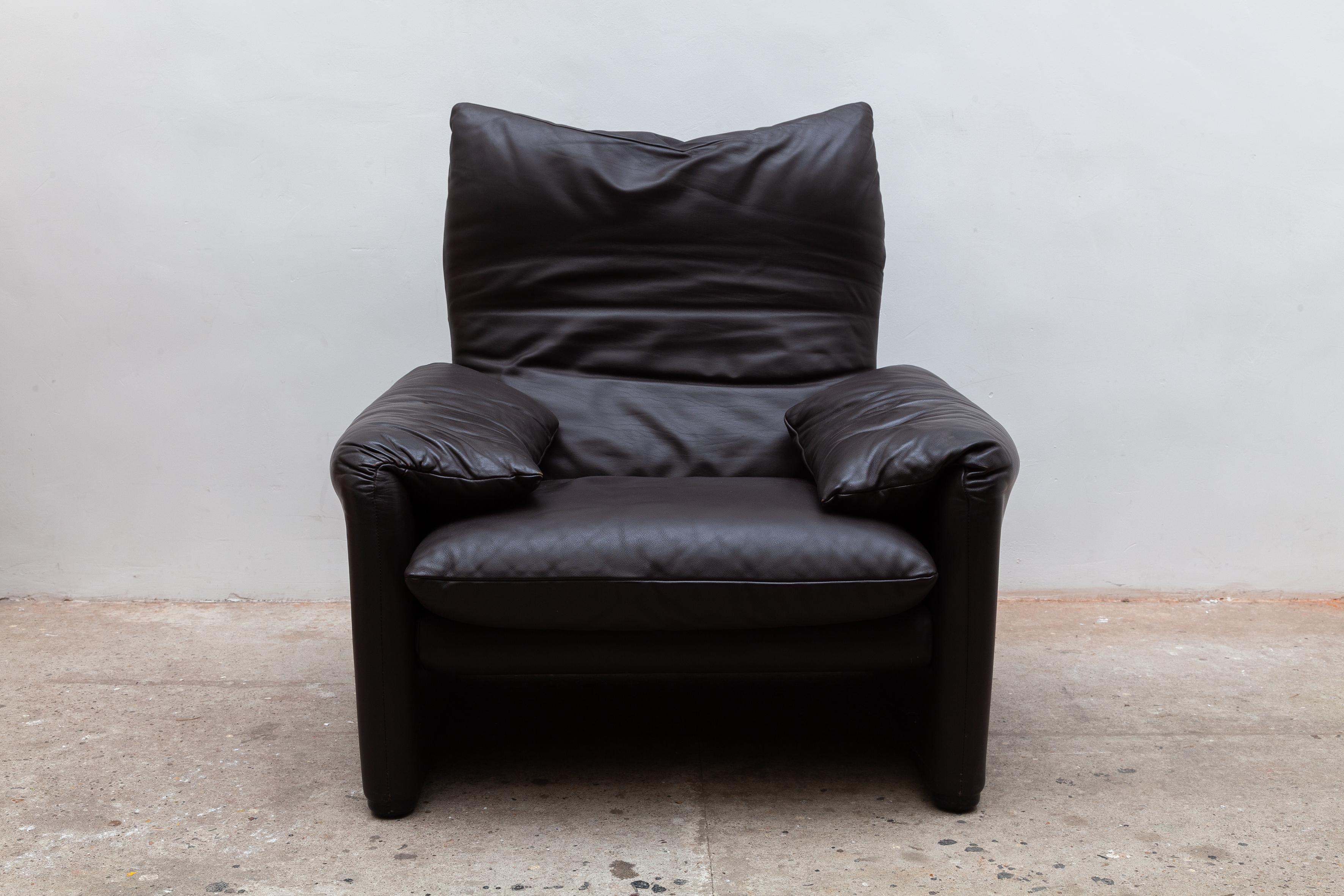 Late 20th Century Cassina Brown Leather Lounge Chair 