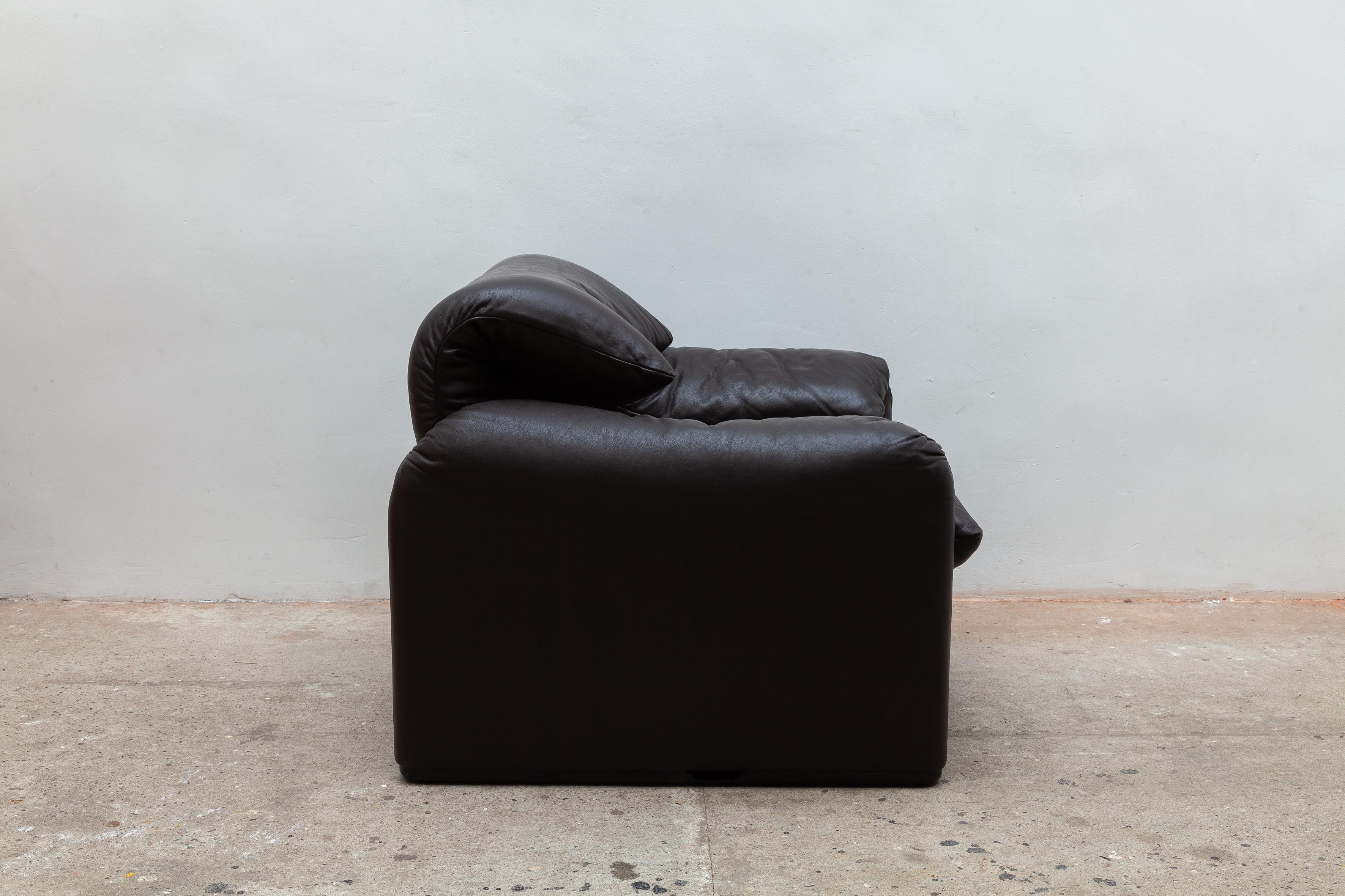 Hand-Crafted Cassina Brown Leather Lounge Chair 