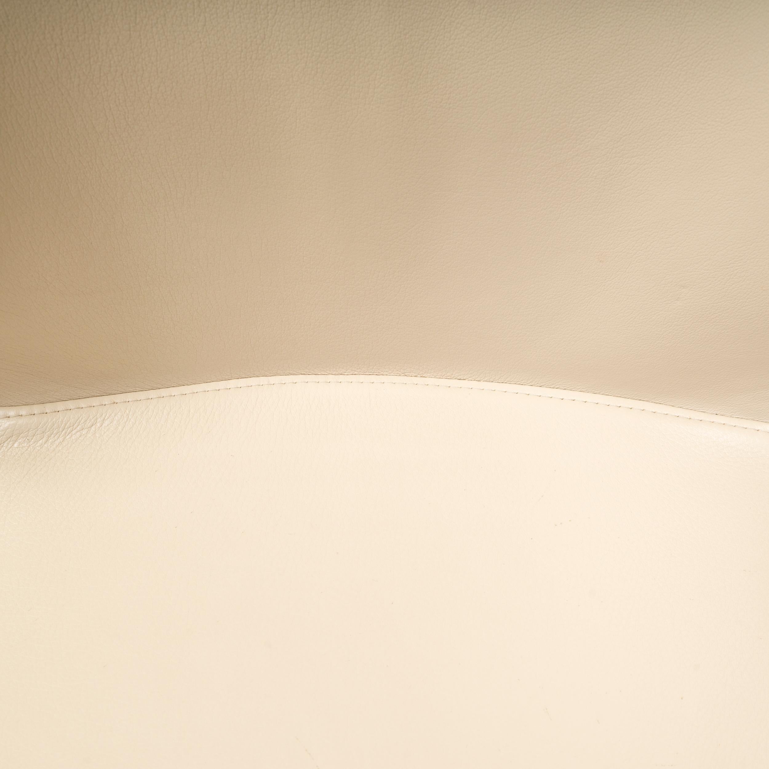 Chaises de salle à manger Cassina par Hannes Wettstein 367 Hola en cuir crème, lot de 4 en vente 2
