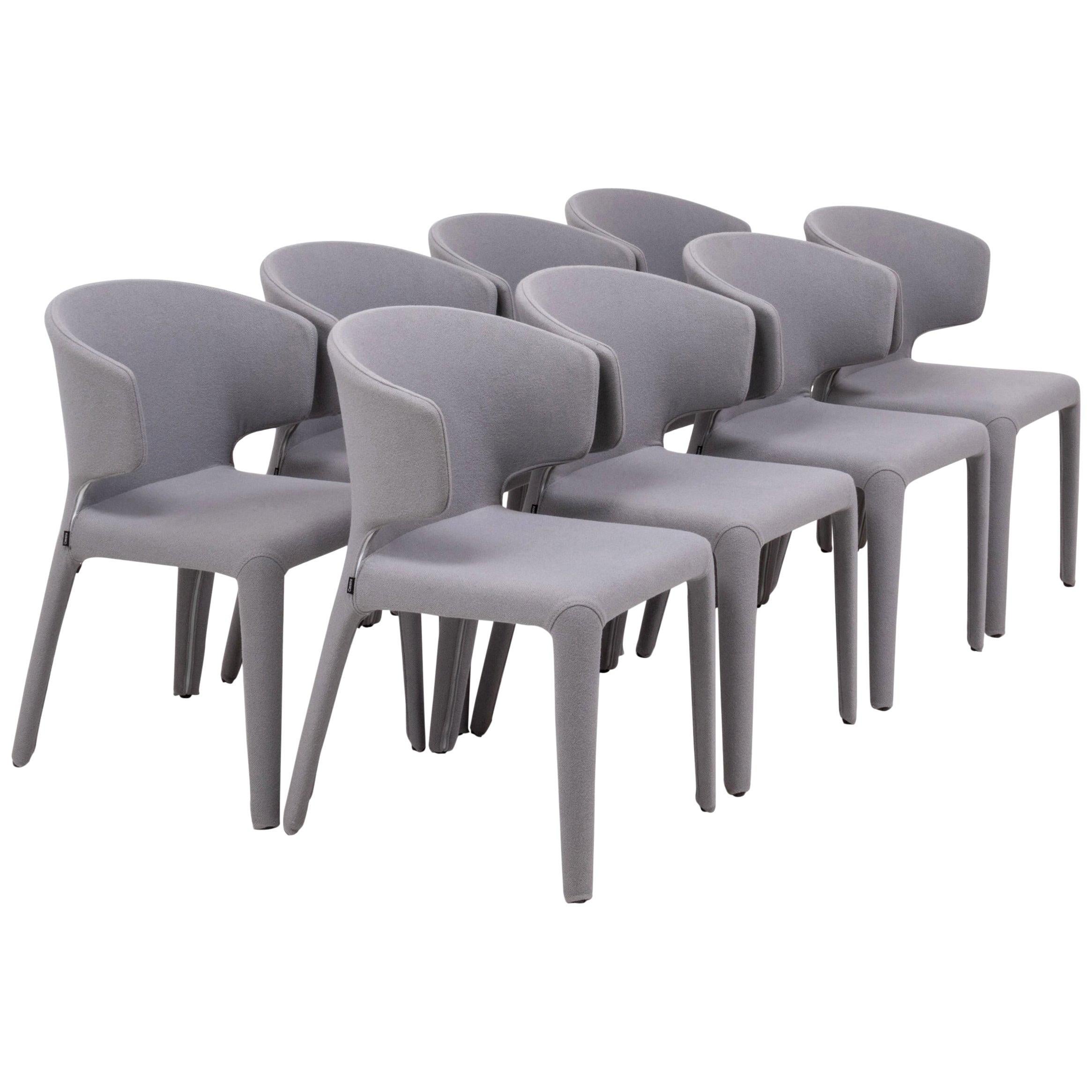 Cassina by Hannes Wettstein 367 Hola Grey Fabric Dining Chairs, Set of 8