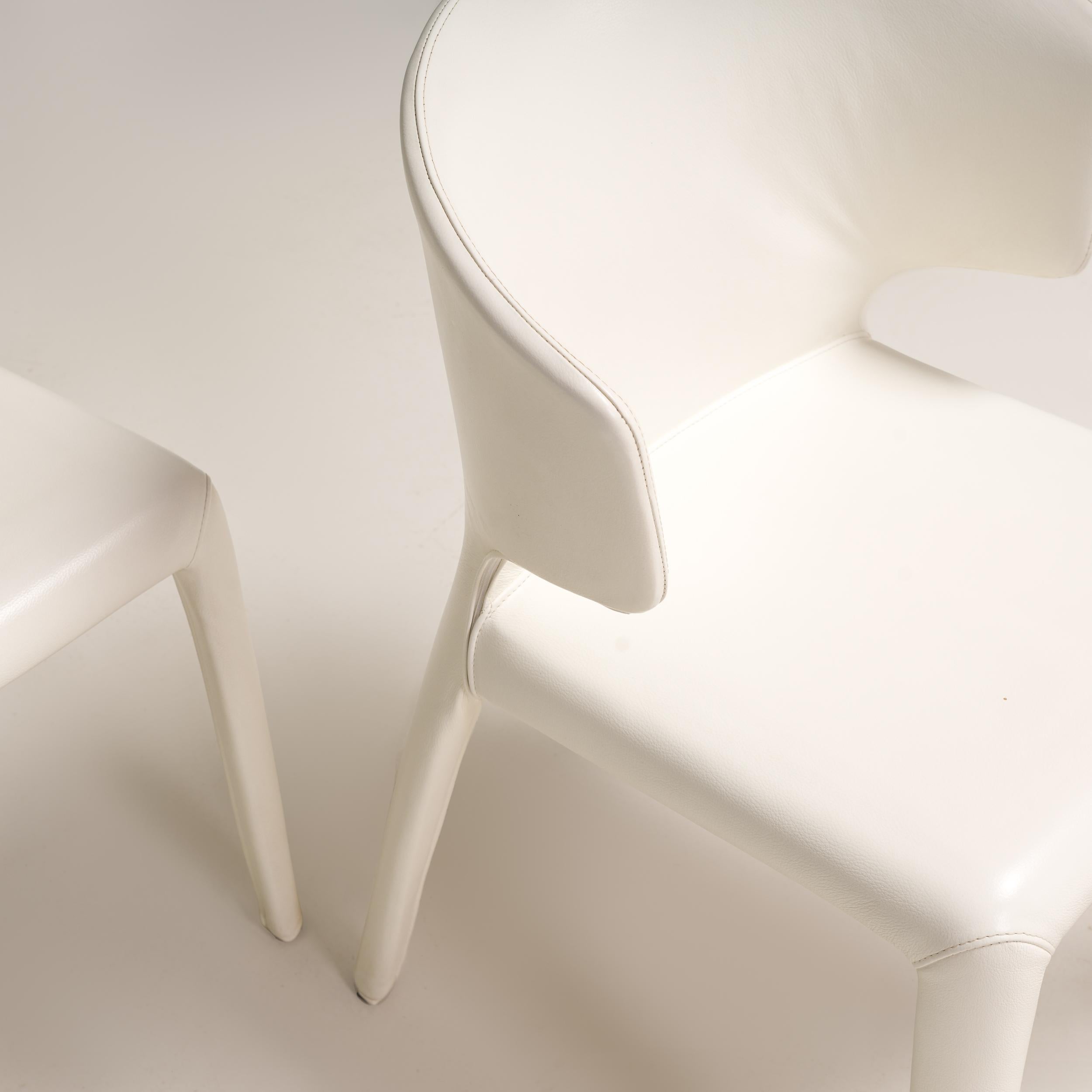 Cassina by Hannes Wettstein 367 Hola White Leather Dining Chairs, Set of 8 3