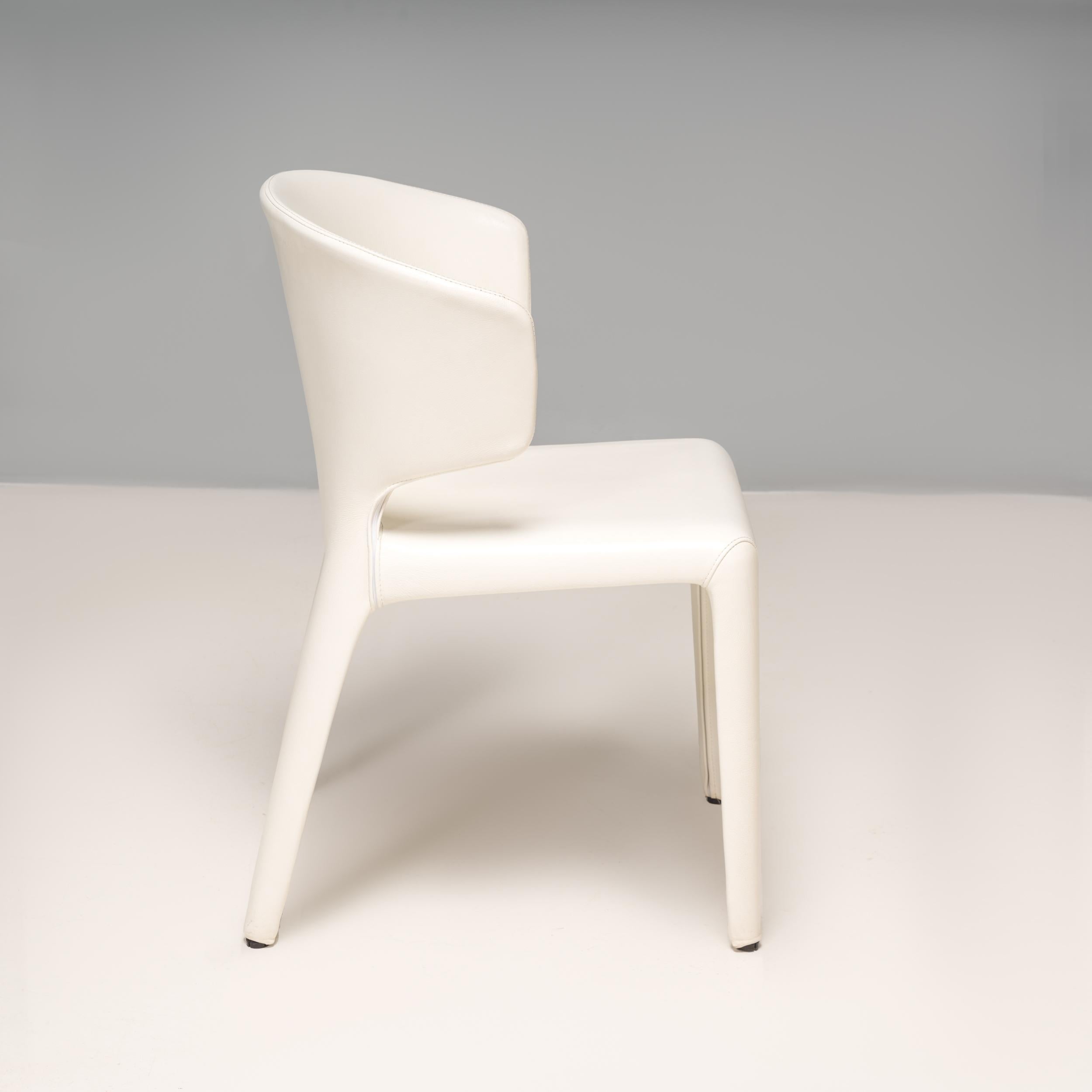 Cassina by Hannes Wettstein 367 Hola White Leather Dining Chairs, Set of 8 2