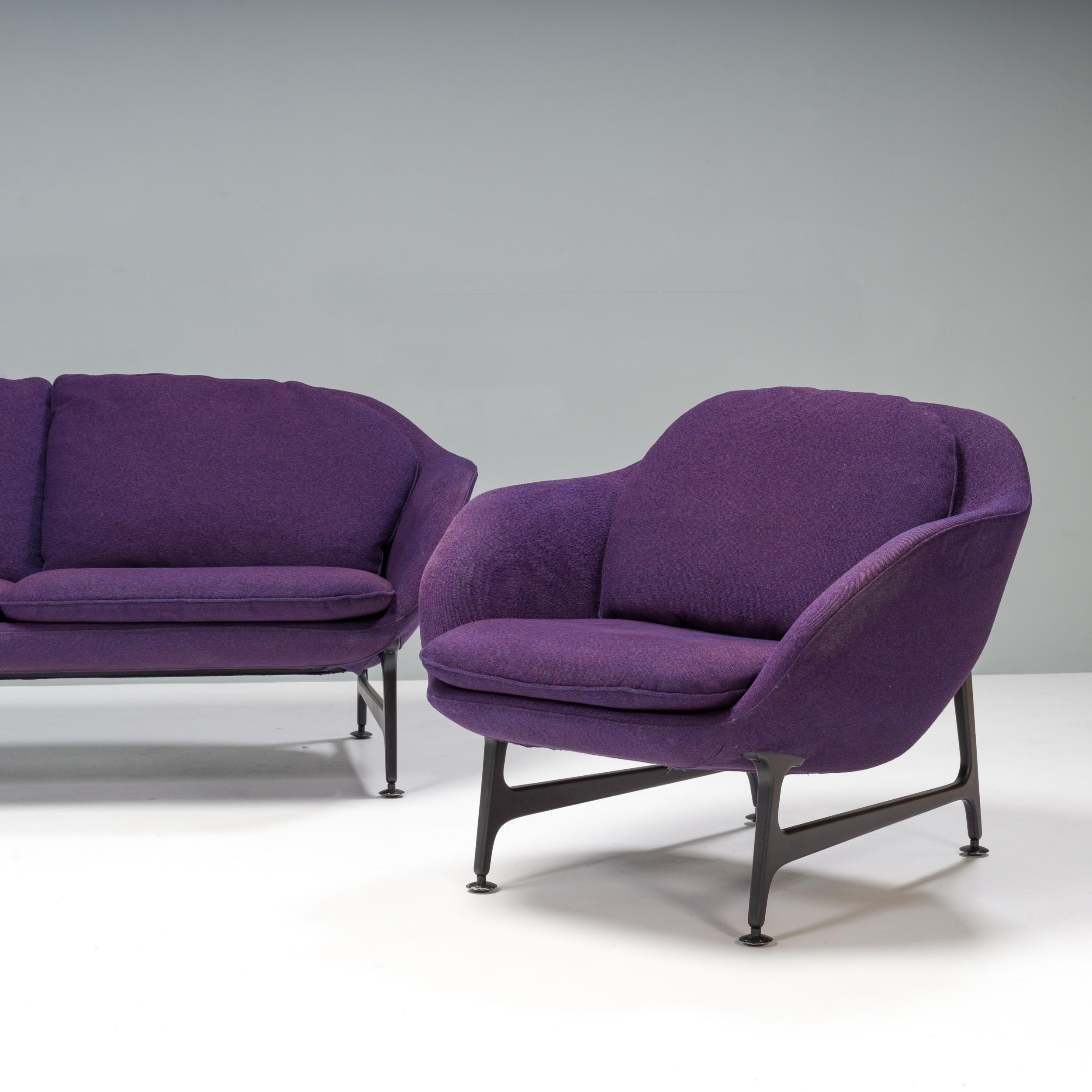 Modern Cassina by Jaime Hayon Vico Purple Sofa and Armchairs, Set of 3 For Sale