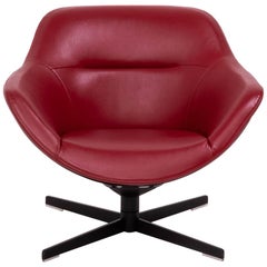 Cassina by Jean-Marie Massaud, 277 Auckland Red Leather Lounge Swivel Armchair