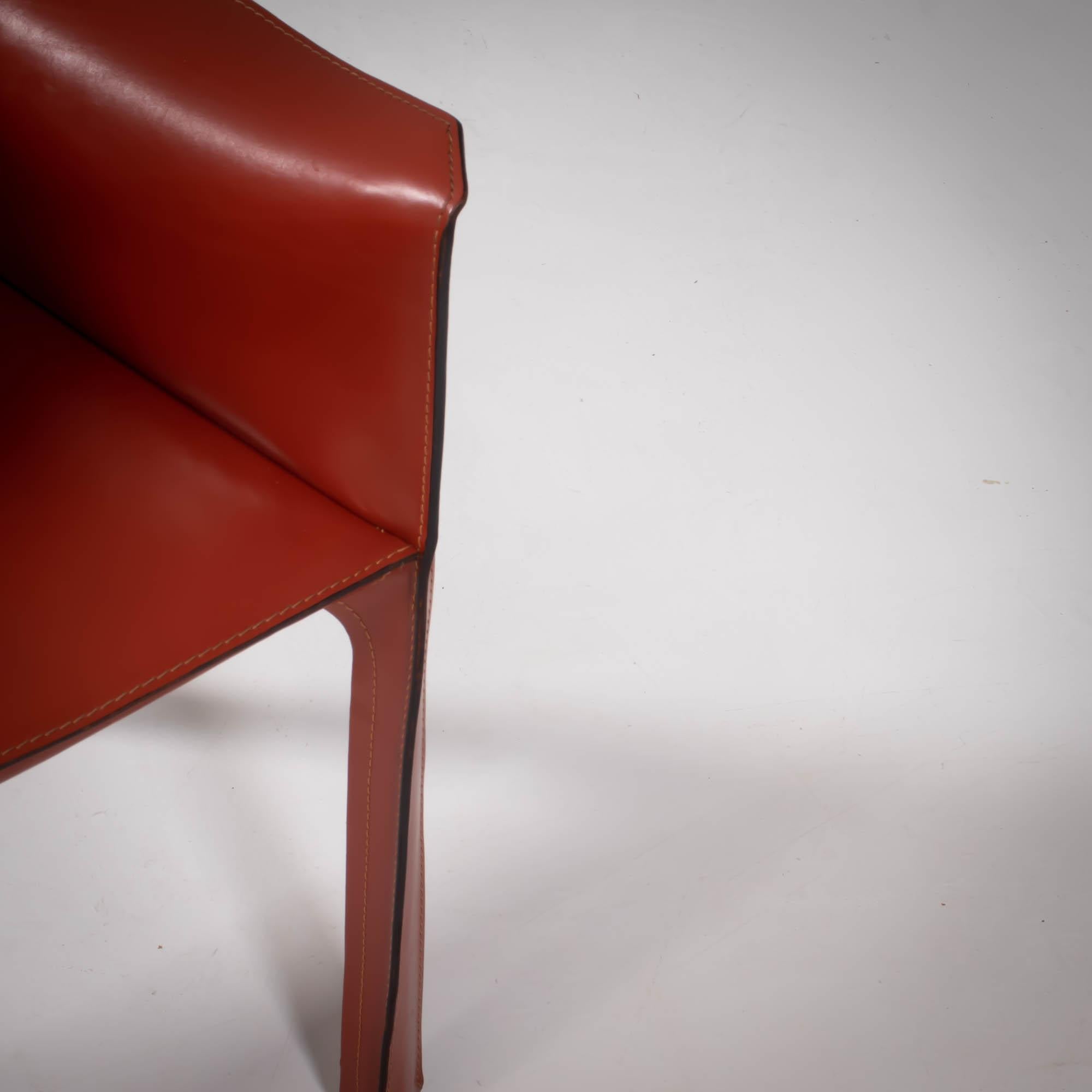 Cassina by Mario Bellini Cab 413 Red Leather Chairs, Set of 6 5