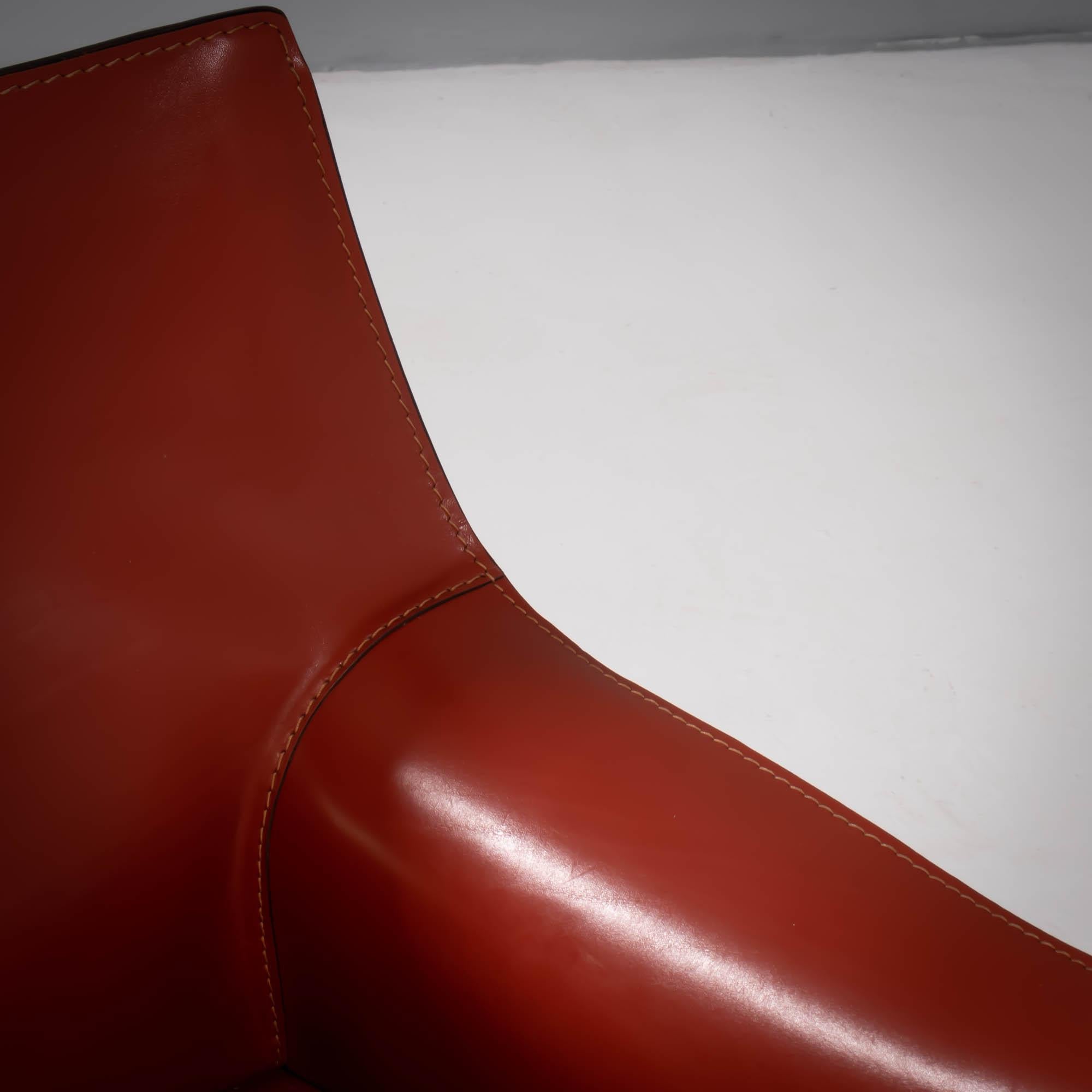 Cassina by Mario Bellini Cab 413 Red Leather Chairs, Set of 6 6