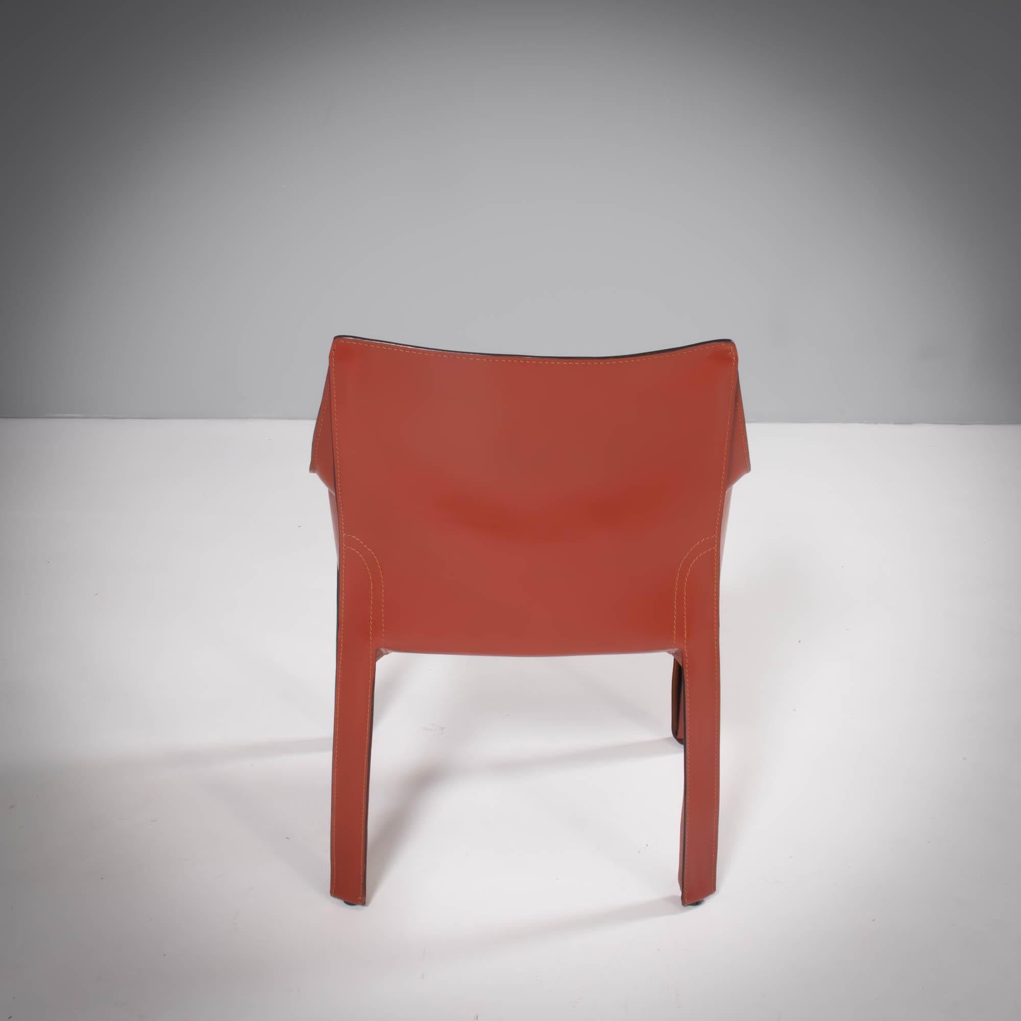 Cassina by Mario Bellini Cab 413 Red Leather Chairs, Set of 6 2