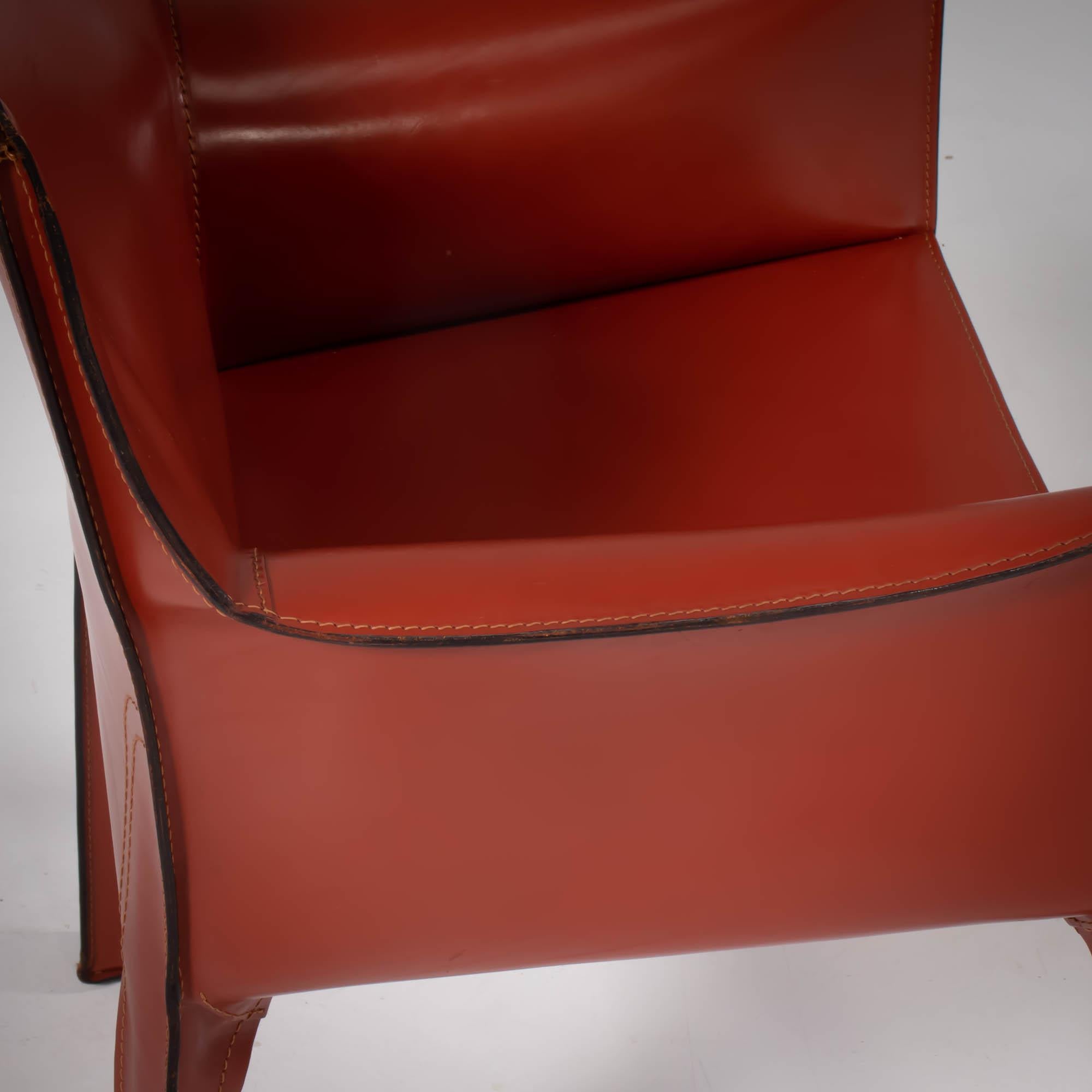 Cassina by Mario Bellini Cab 413 Red Leather Chairs, Set of 6 4