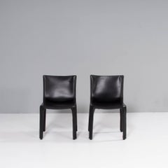 Cassina by Mario Bellini 'Cab' Black Leather Dining Chairs, Set of Two