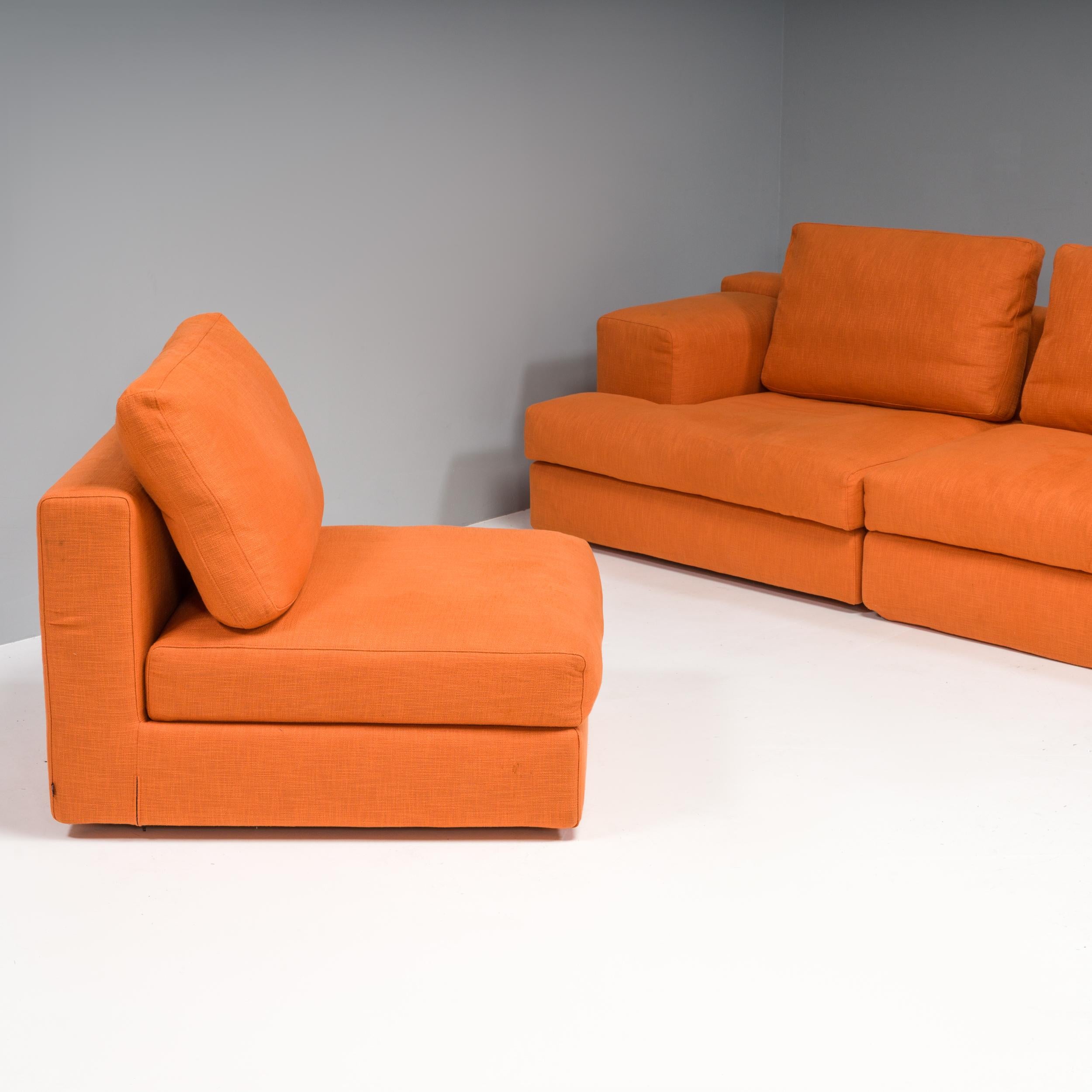 Modern Cassina by Piero Lissoni Orange Mex Cube Sectional Sofa, Set of 4
