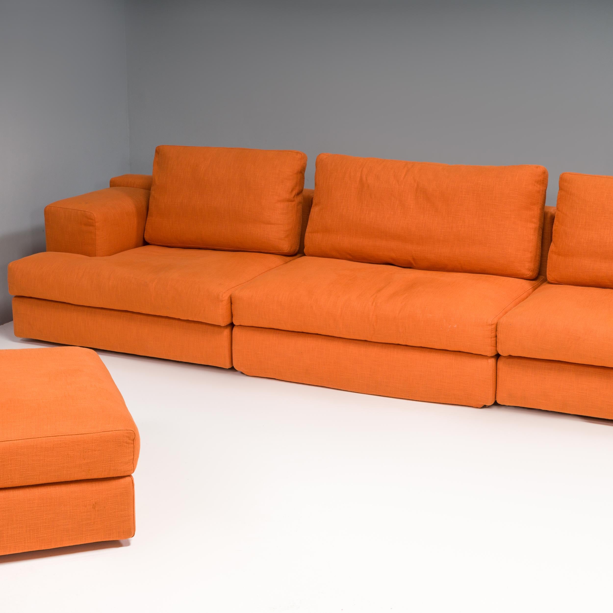 Italian Cassina by Piero Lissoni Orange Mex Cube Sectional Sofa, Set of 4