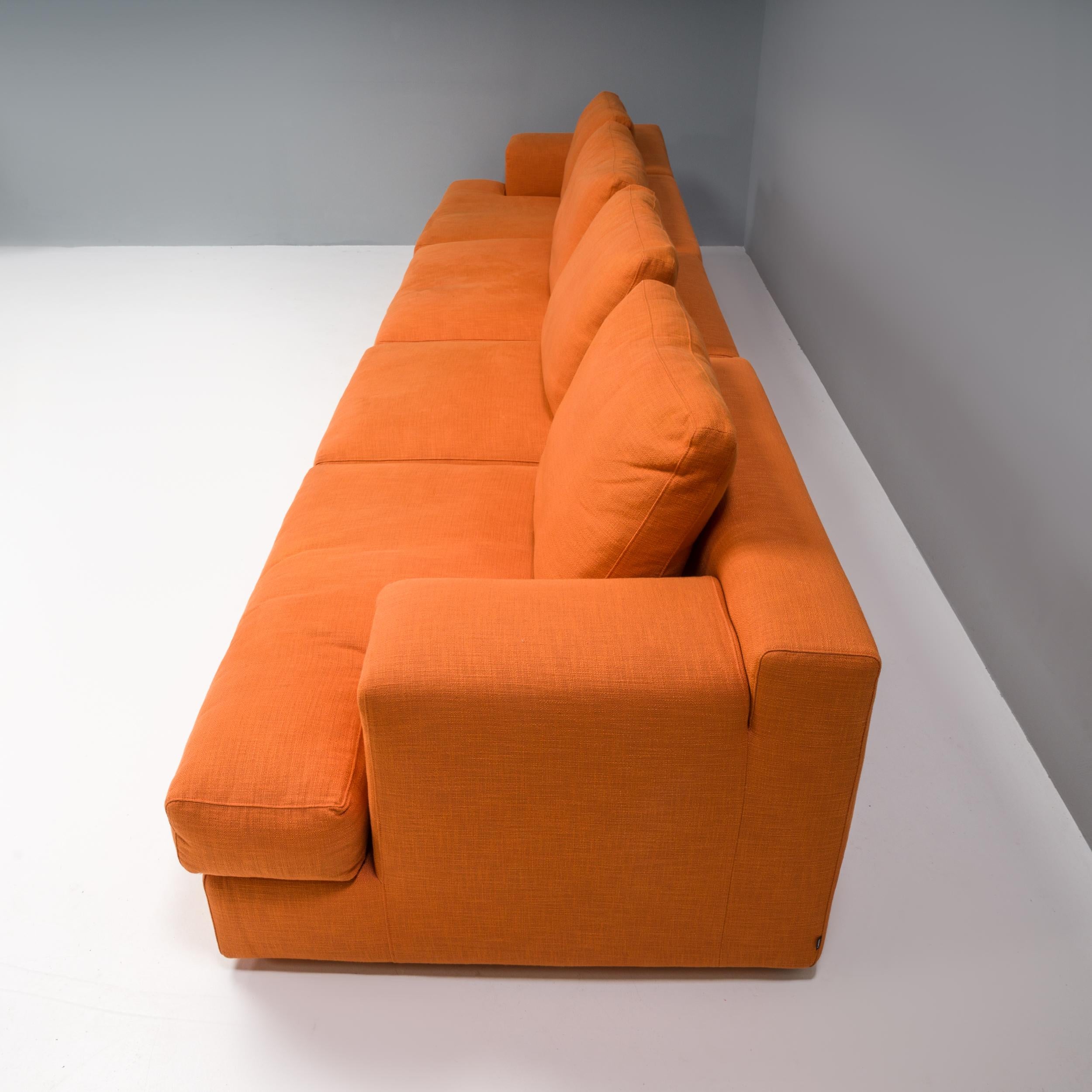 Cassina by Piero Lissoni Orange Mex Cube Sectional Sofa, Set of 4 In Good Condition In London, GB