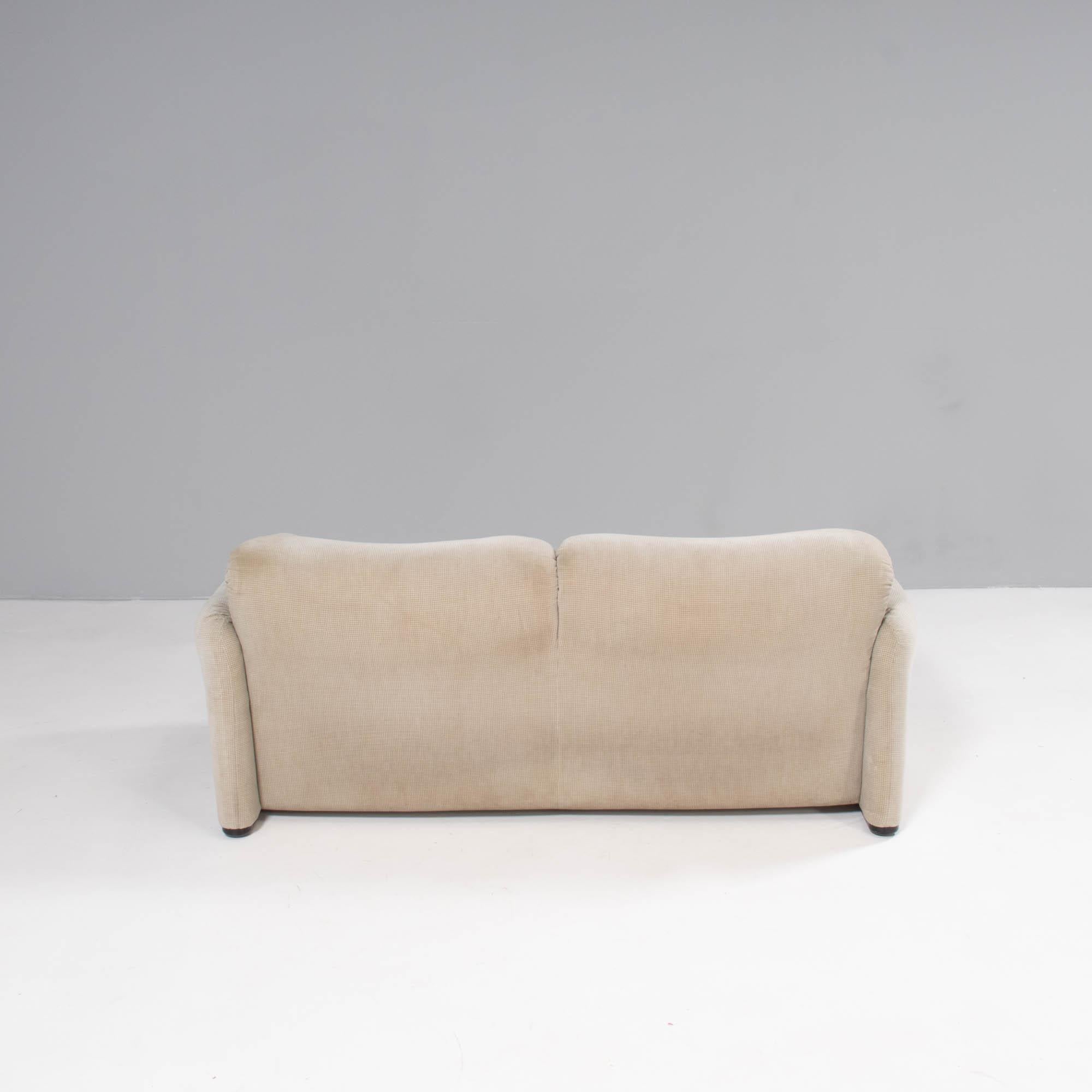 Fabric Cassina by Vico Magistretti Maralunga Beige Two Seater Sofa