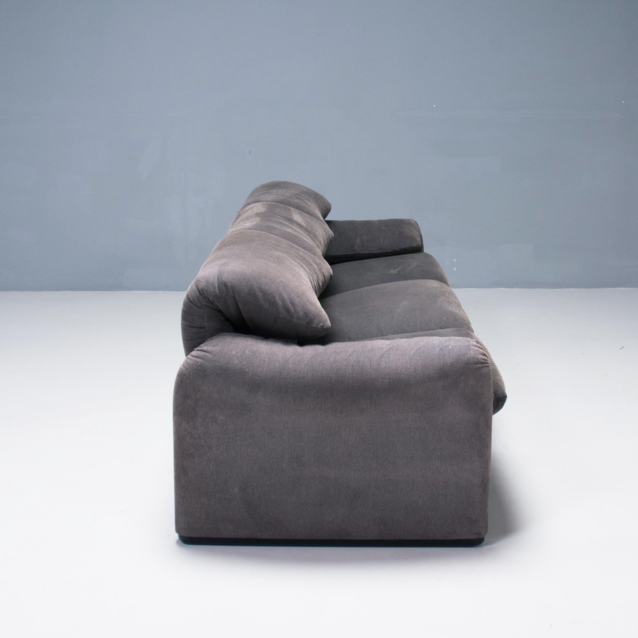 Modern Cassina by Vico Magistretti Maralunga Grey Three-Seater Sofa
