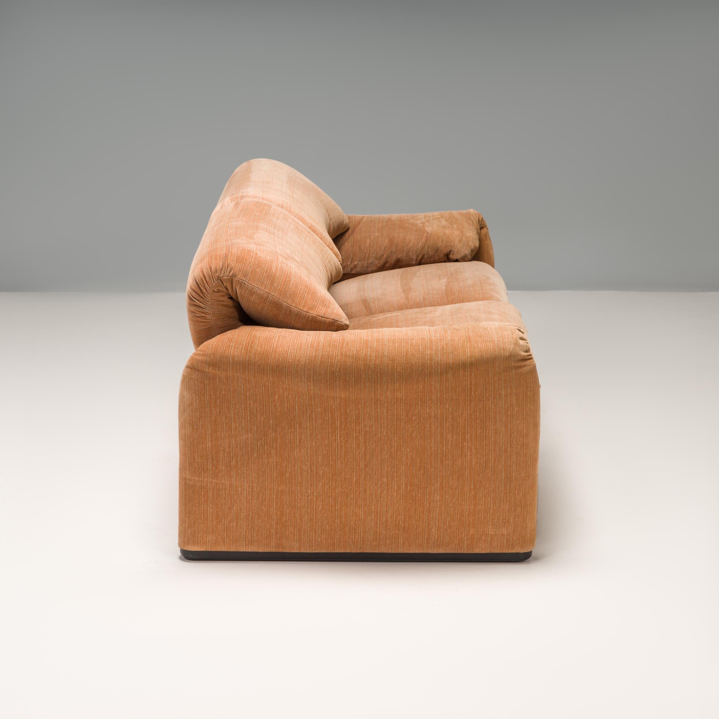 Modern Cassina by Vico Magistretti Maralunga Tan 2-Seater Sofa