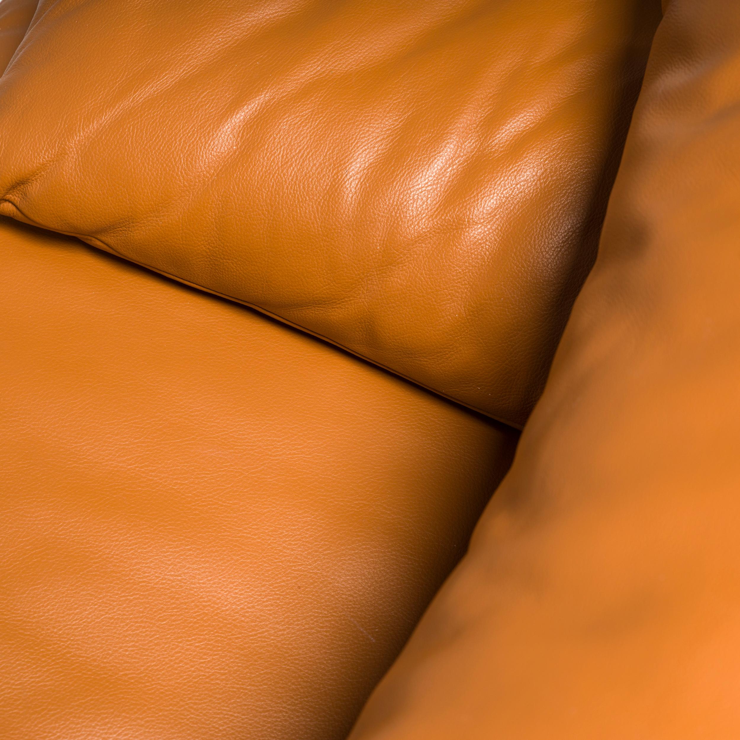 Cassina by Vico Magistretti Maralunga Tan Leather Two-Seater Sofa 5