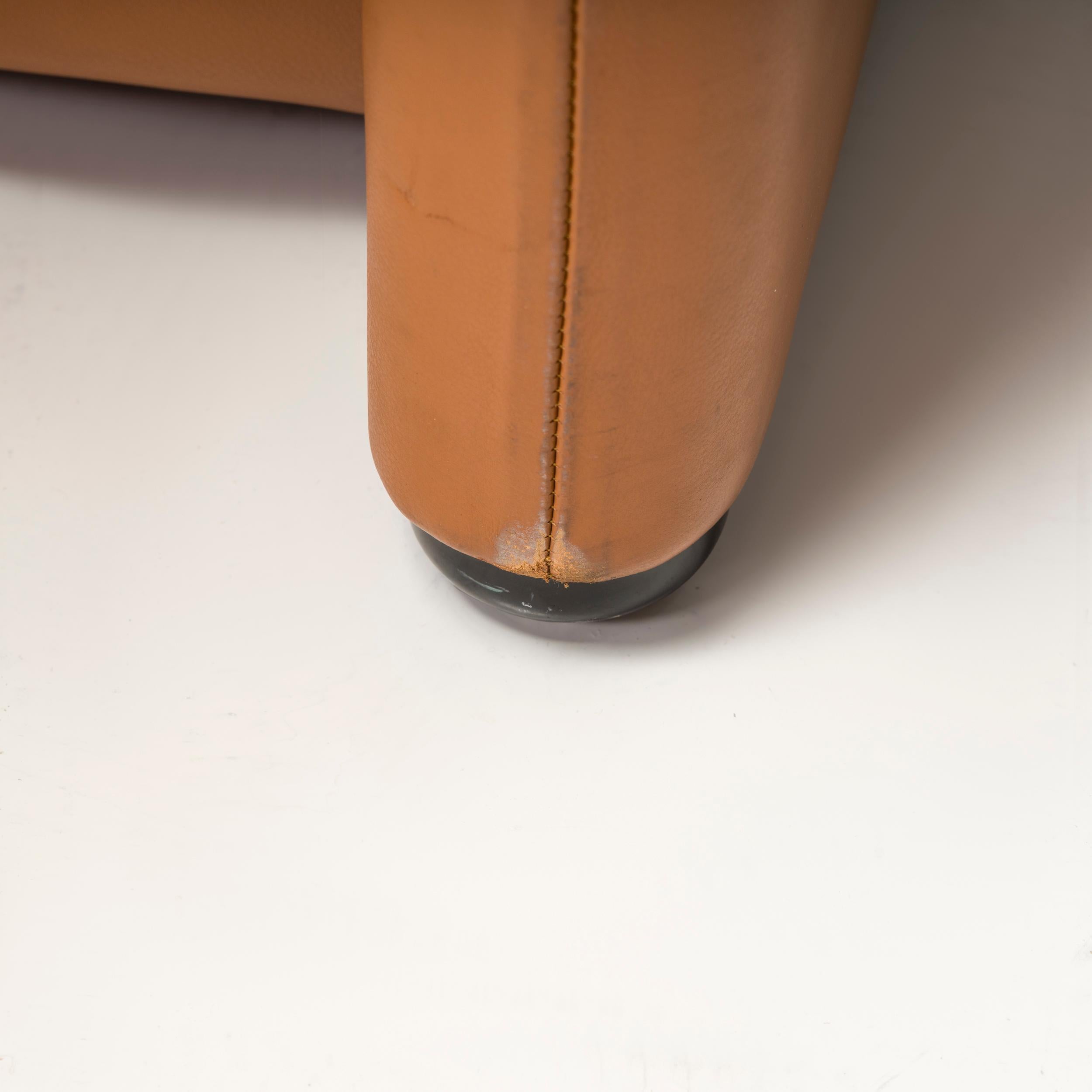Cassina by Vico Magistretti Maralunga Tan Leather Two-Seater Sofa 4