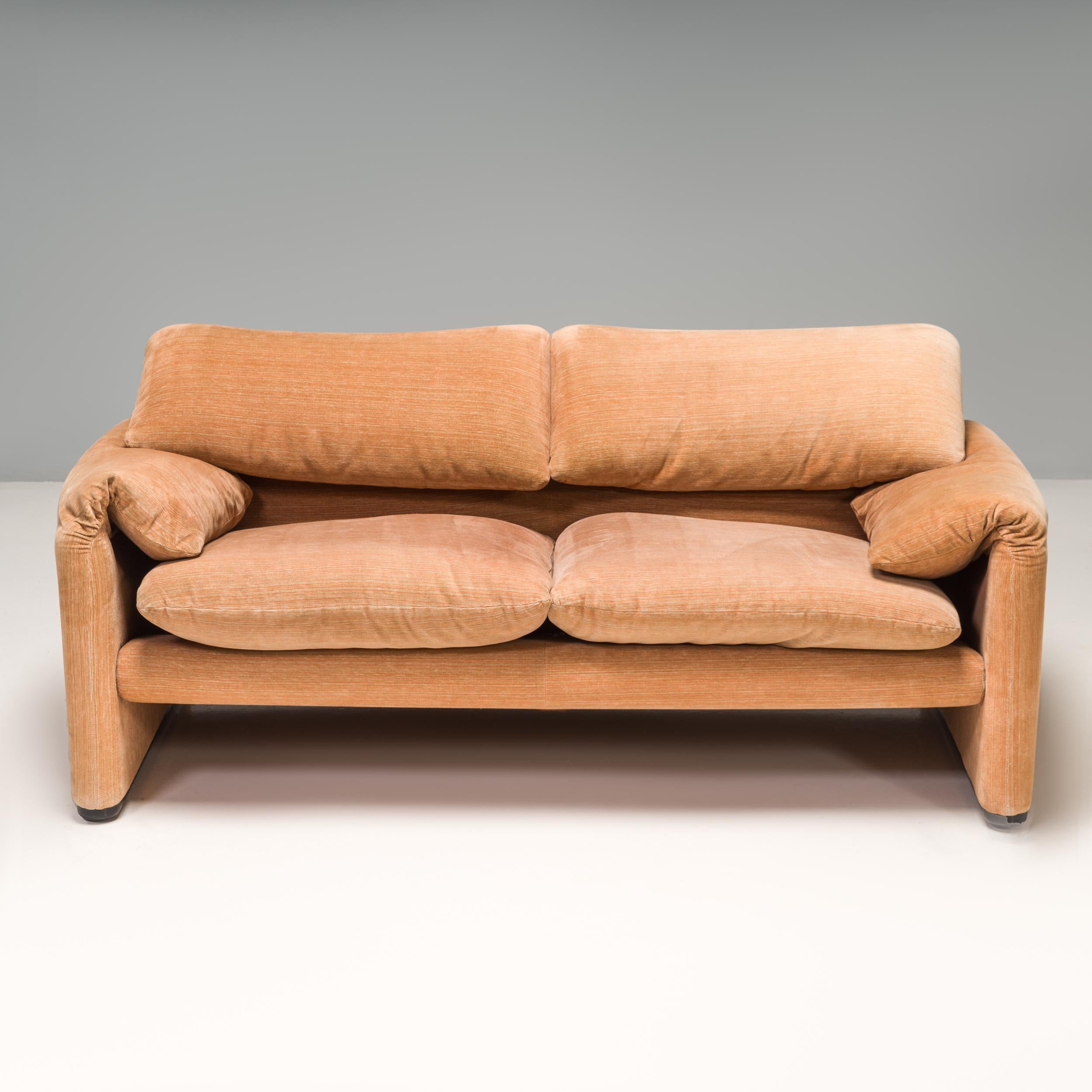 Modern Cassina by Vico Magistretti Maralunga Tan Two-Seater Sofa
