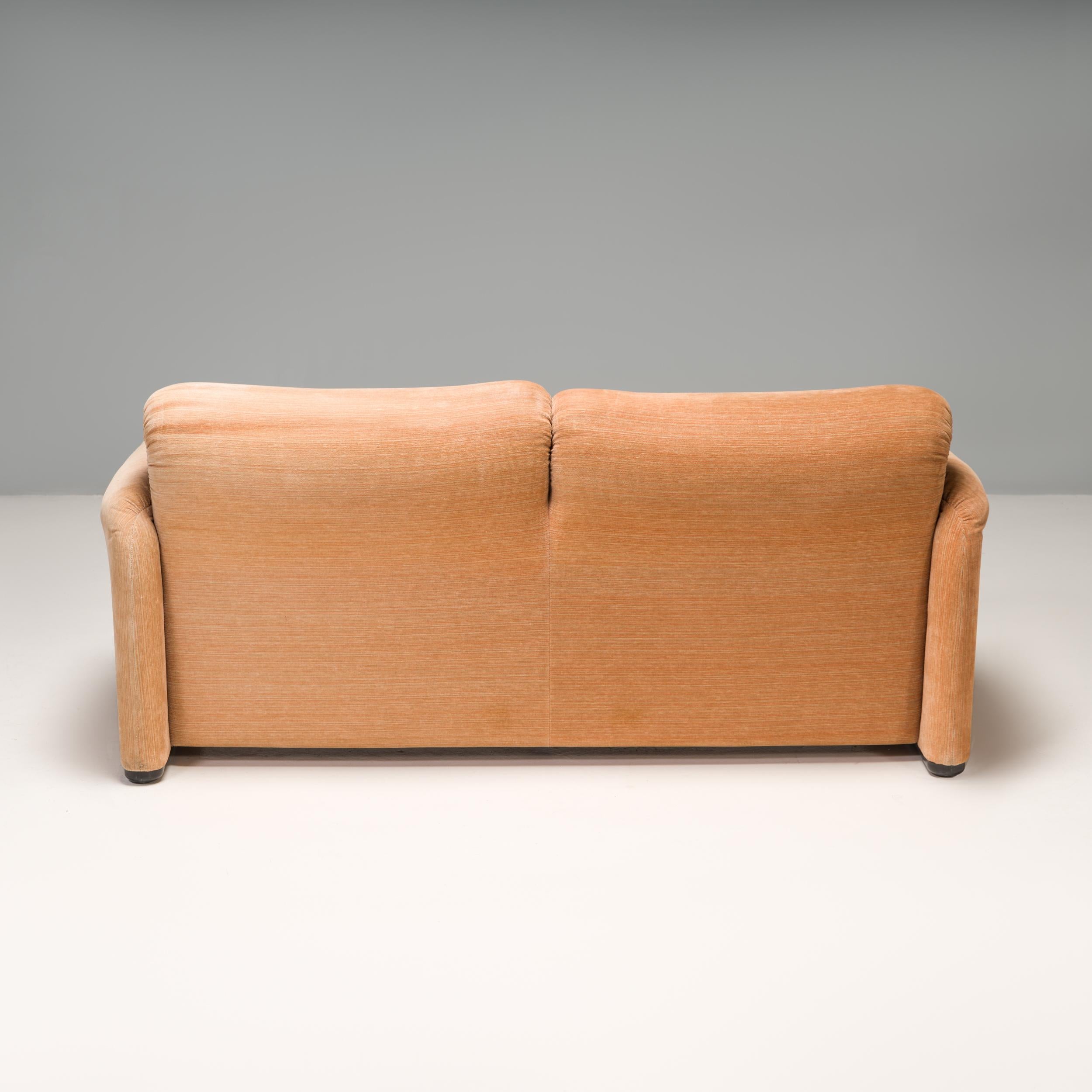 Late 20th Century Cassina by Vico Magistretti Maralunga Tan Two-Seater Sofa