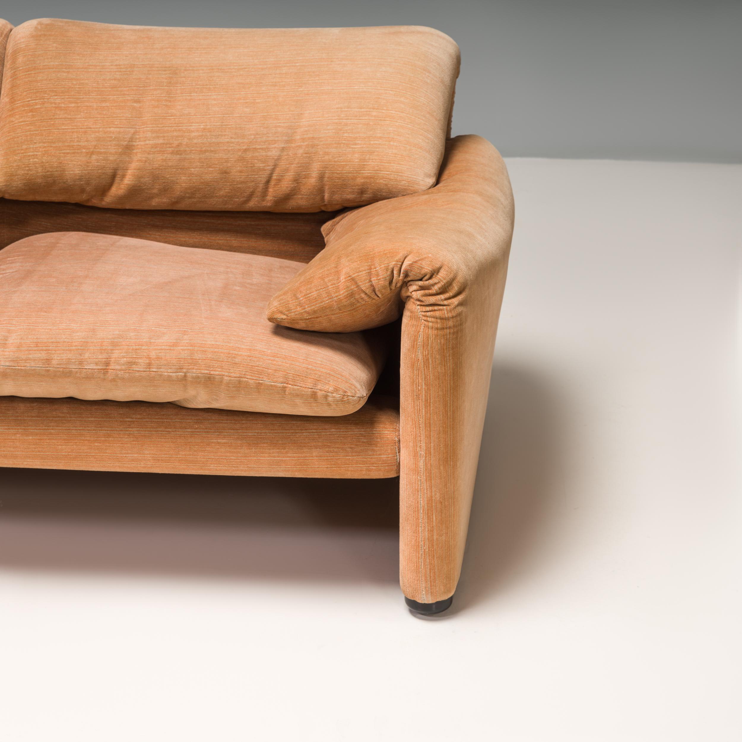 Fabric Cassina by Vico Magistretti Maralunga Tan Two-Seater Sofa