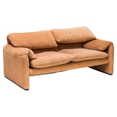 Cassina by Vico Magistretti Maralunga Tan Two-Seater Sofa