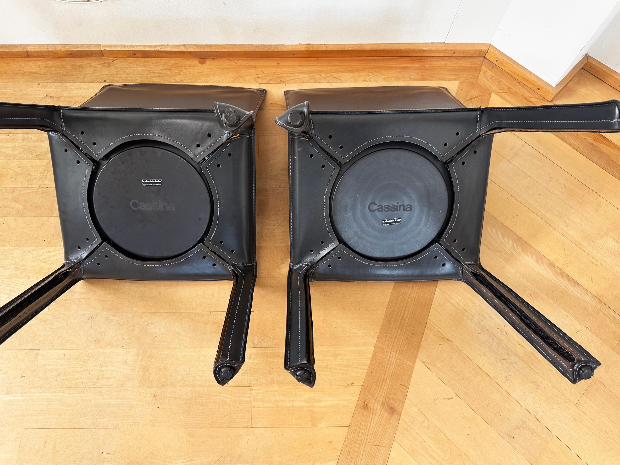 Cassina Cab 412 Stühle Mario Bellini Matte Black drk Grey Leder PAAR, 2 Stühle im Angebot 3