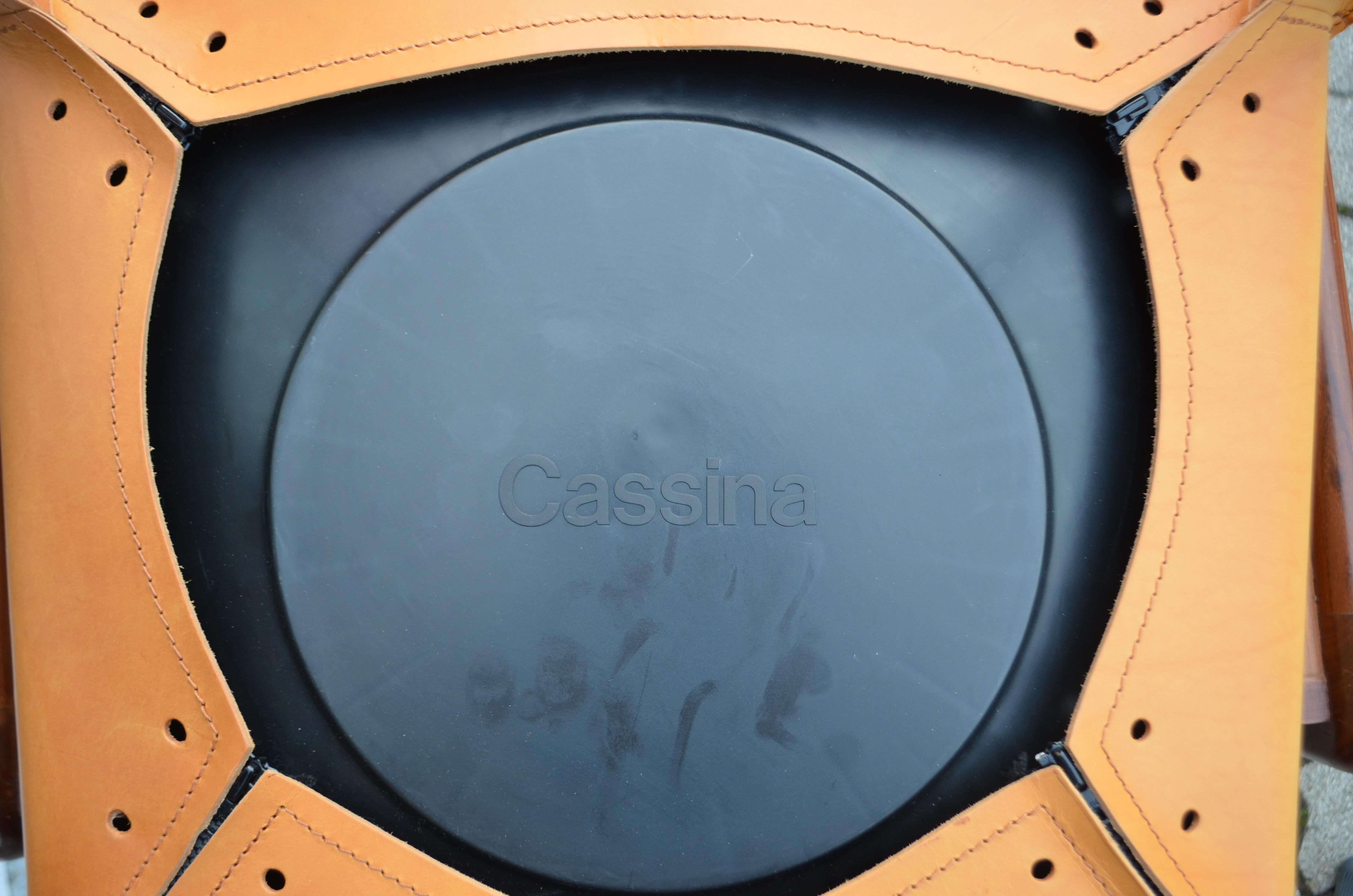 Cassina Cab 413 Vegetal Natural Cognac Leather Dining Chair Armchair Set of 4 5