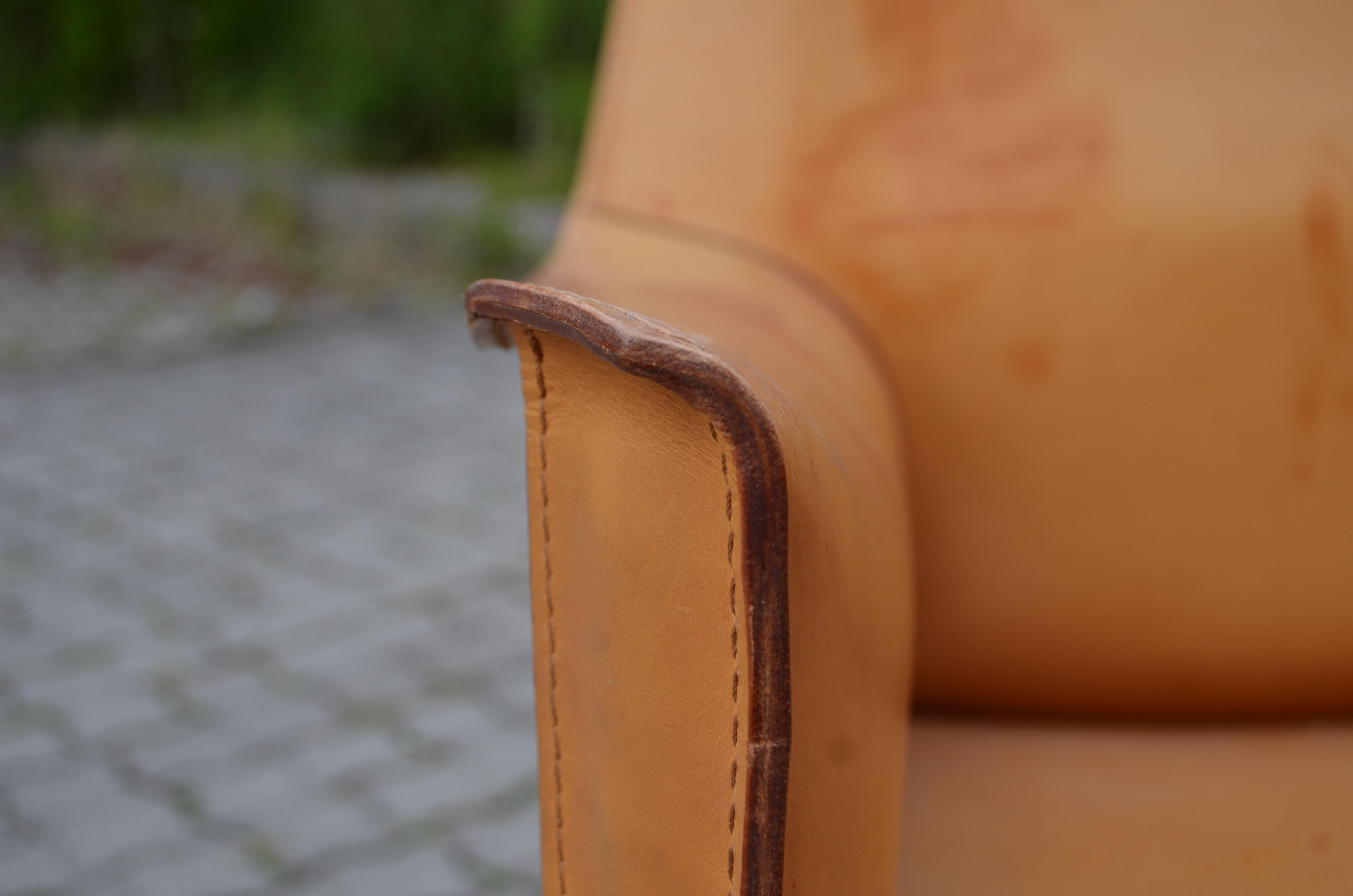 Cassina Cab 413 Vegetal Natural Cognac Leather Dining Chair Armchair Set of 4 9