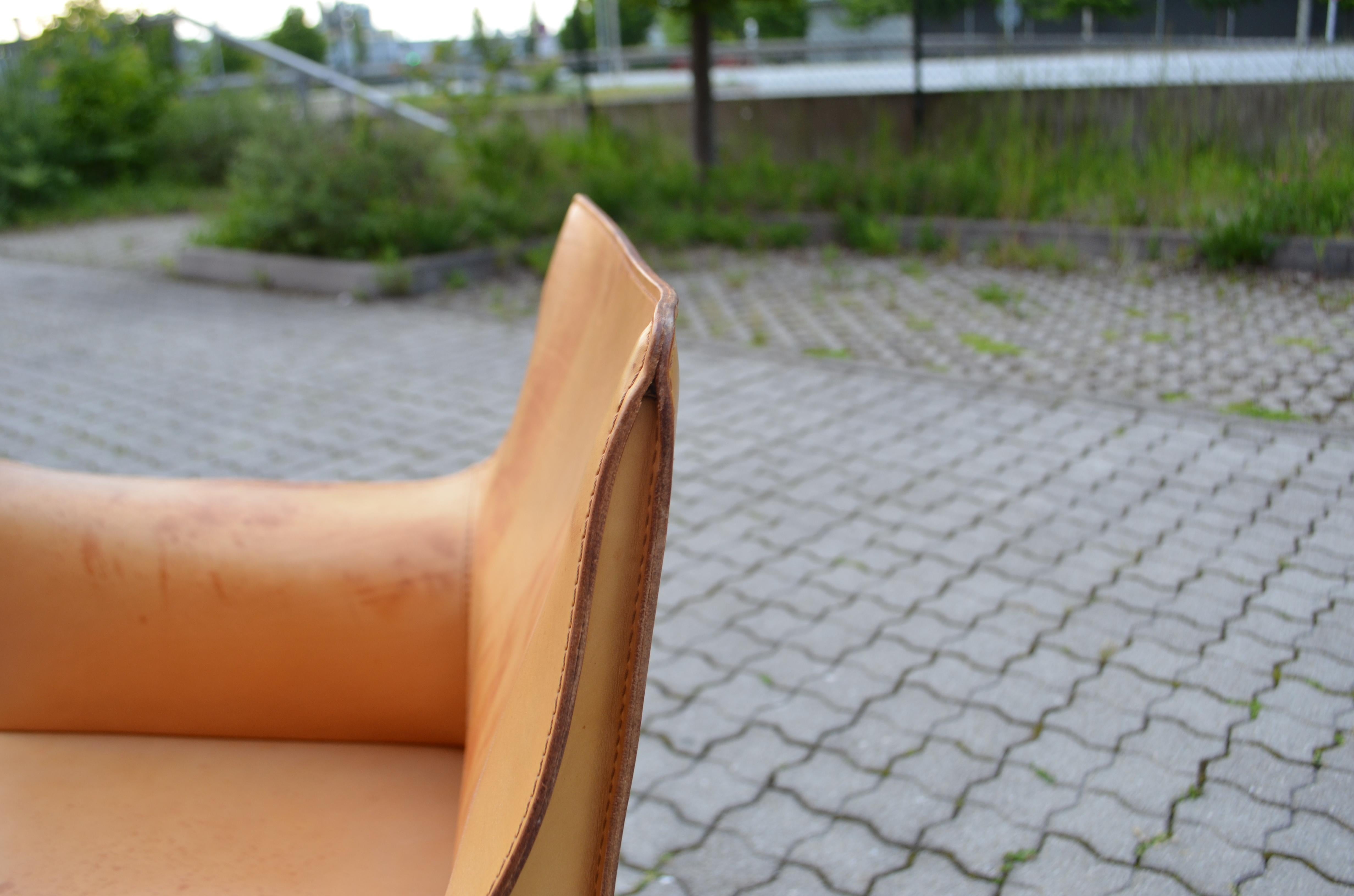 Cassina Cab 413 Vegetal Natural Cognac Leather Dining Chair Armchair Set of 4 10