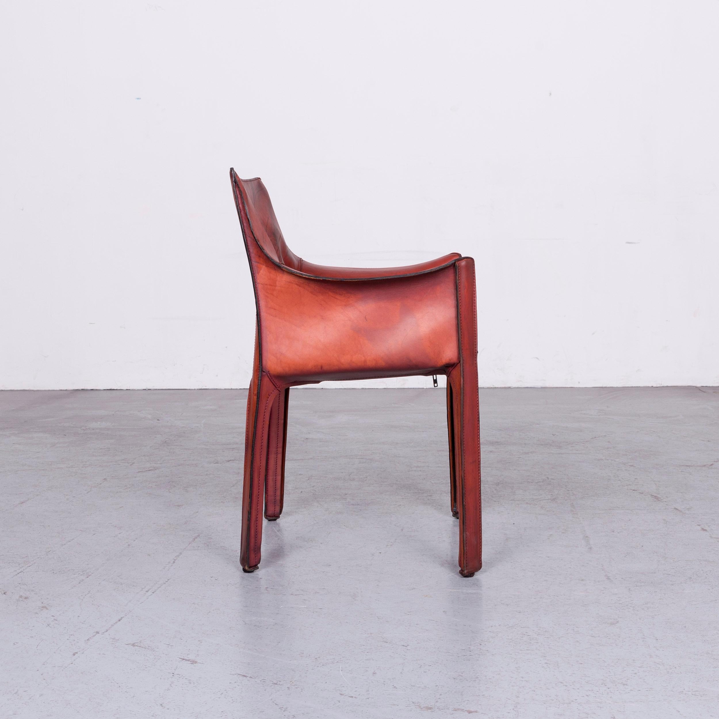 Cassina Cab 413 Vintage Leather Armchair Red by Mario Belinni 1970-1979 3